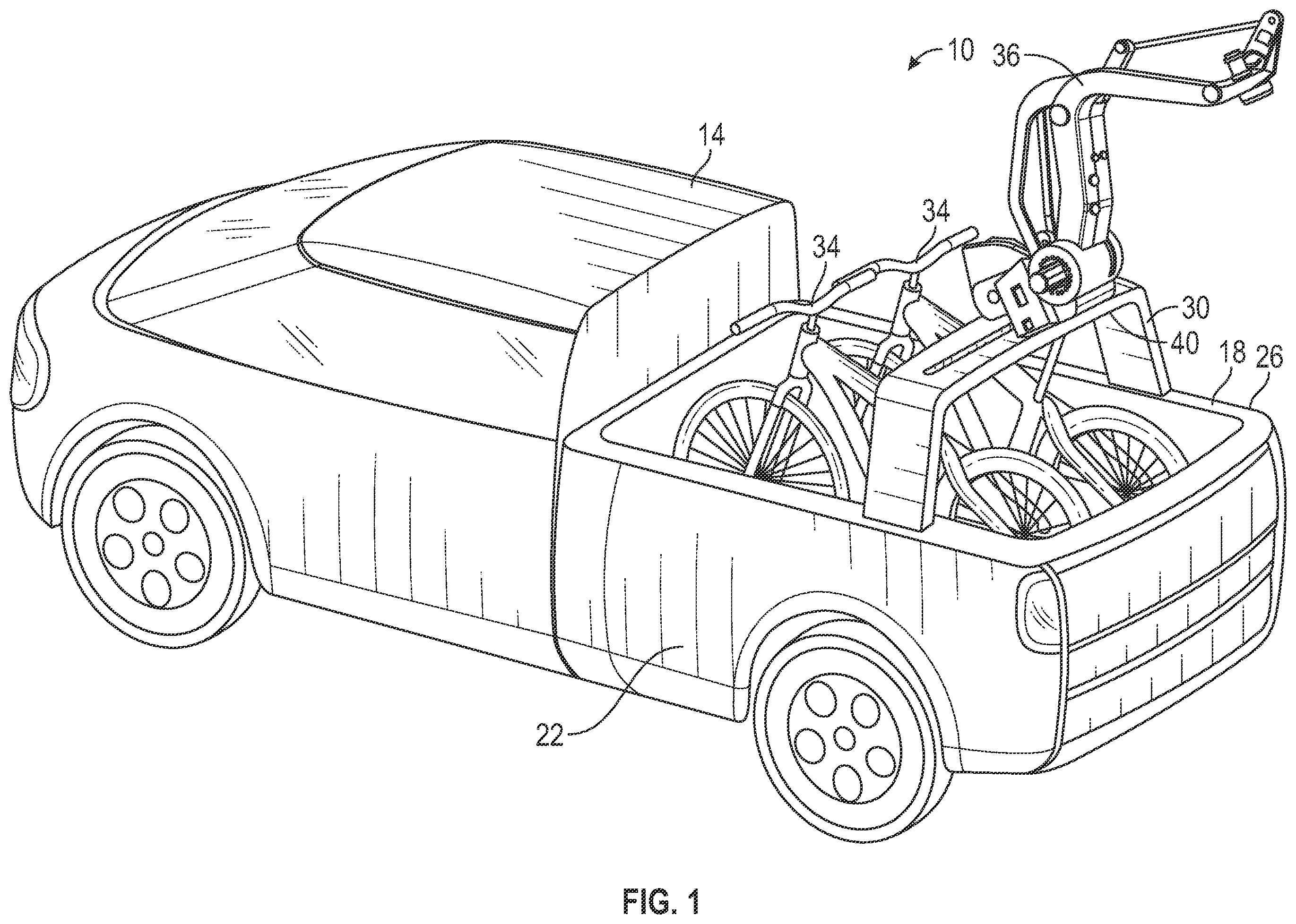 Patent US12472862 — Vehicle assembly having cross-bar mounted lift assist device and operating method — Figure 1