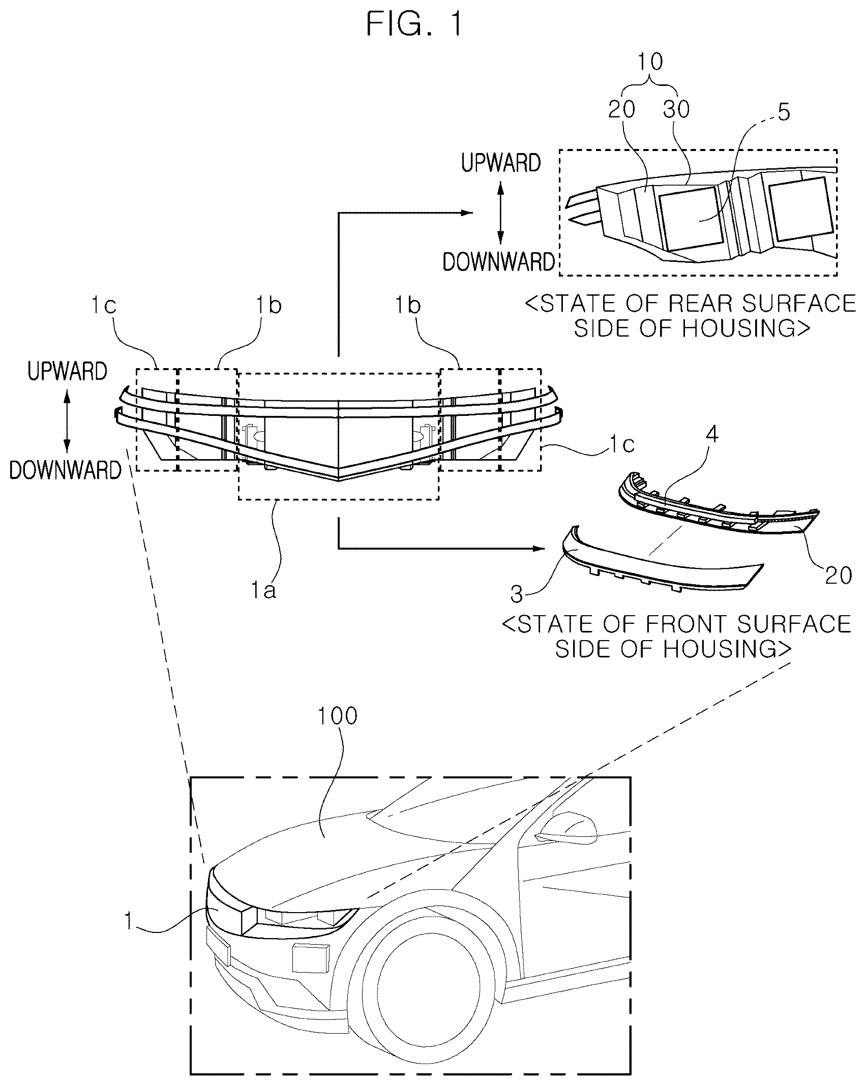 Patent US12472866 — Vehicle lamp with a separable multi-housing — Figure 1