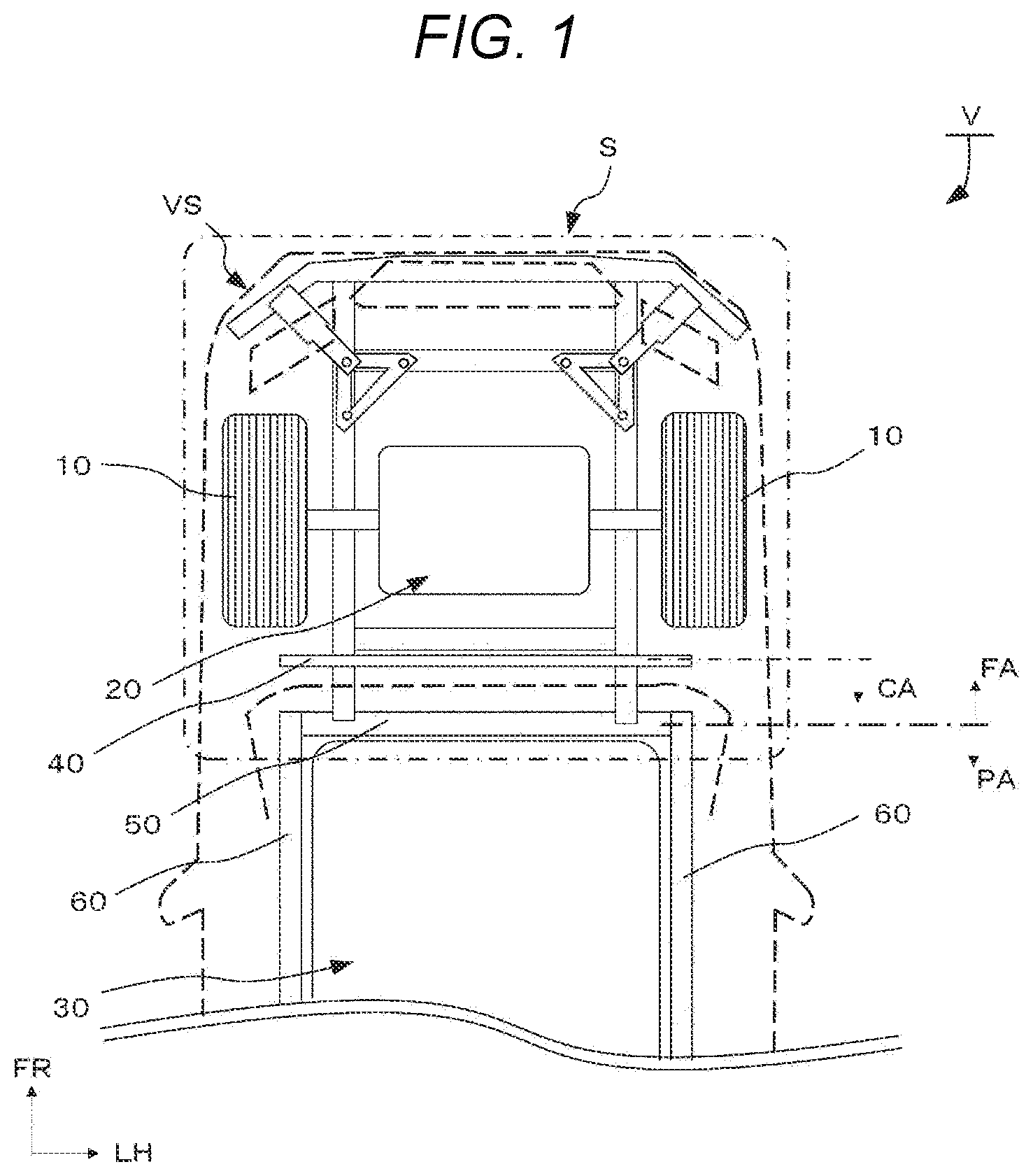 Patent US12472897 — Vehicle body front structure — Figure 1