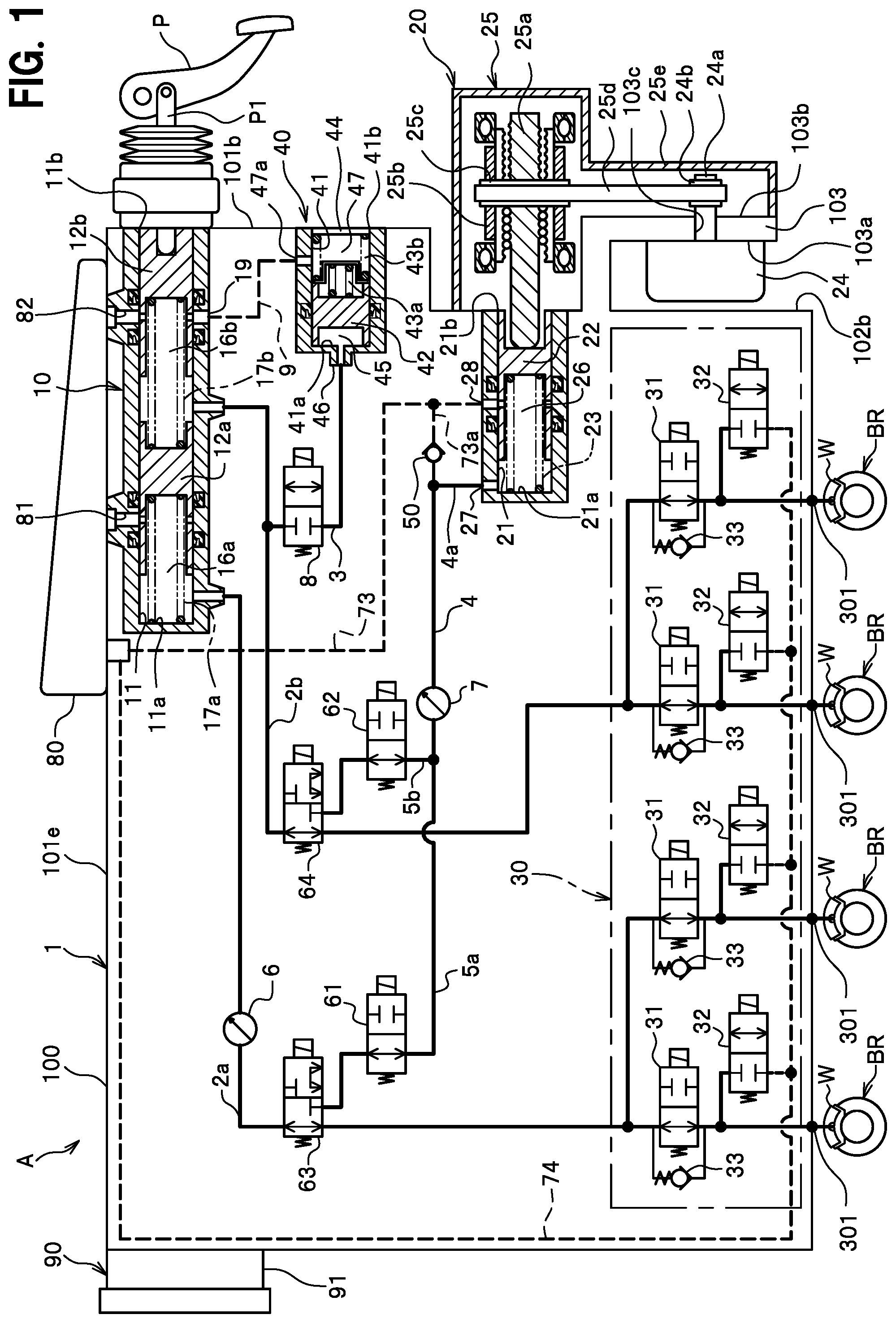 Patent US12472919 — Check valve and brake system — Figure 1