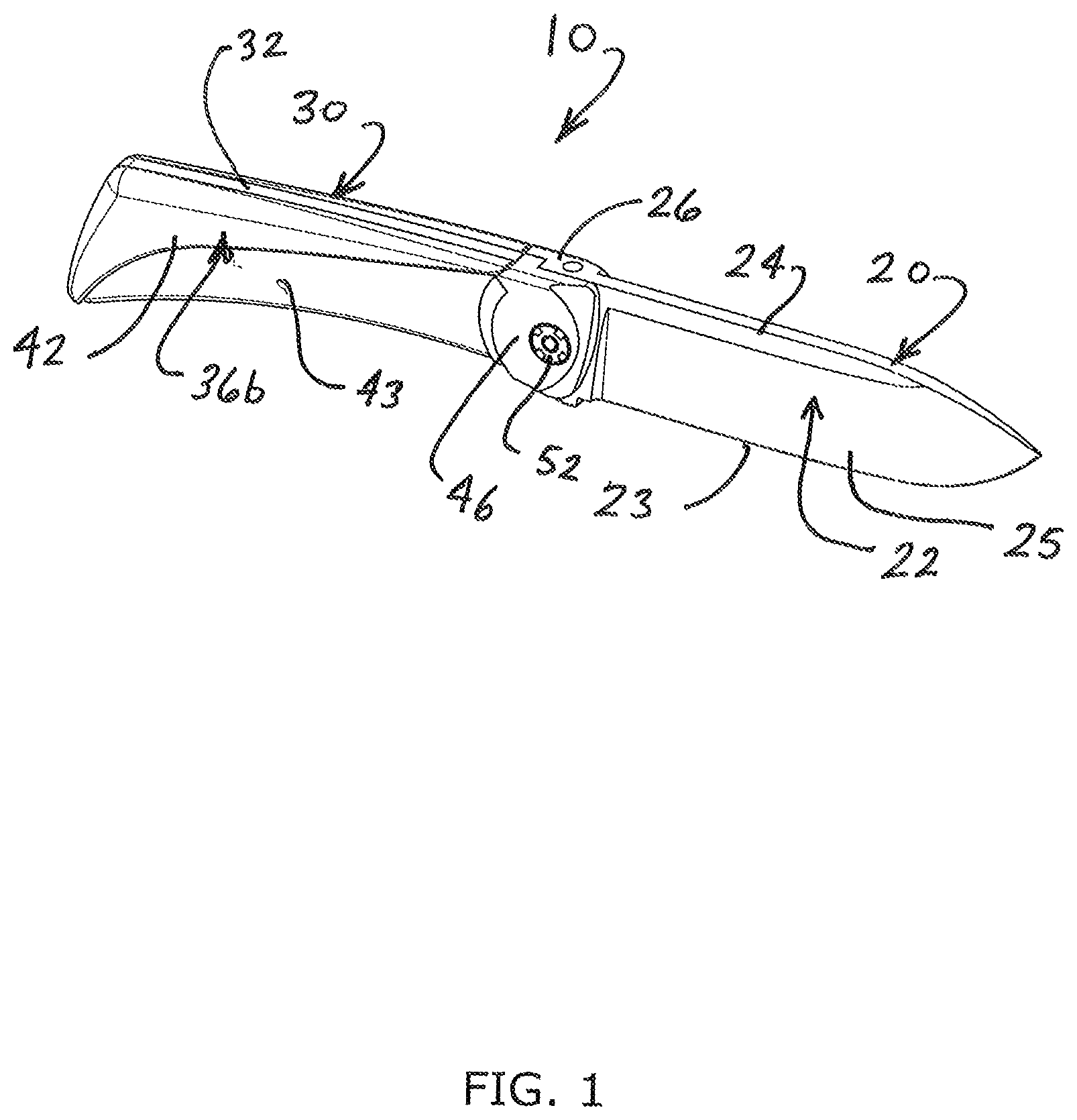 Patent US12479115 Figure 1 – Fixed blade folding knife assembly