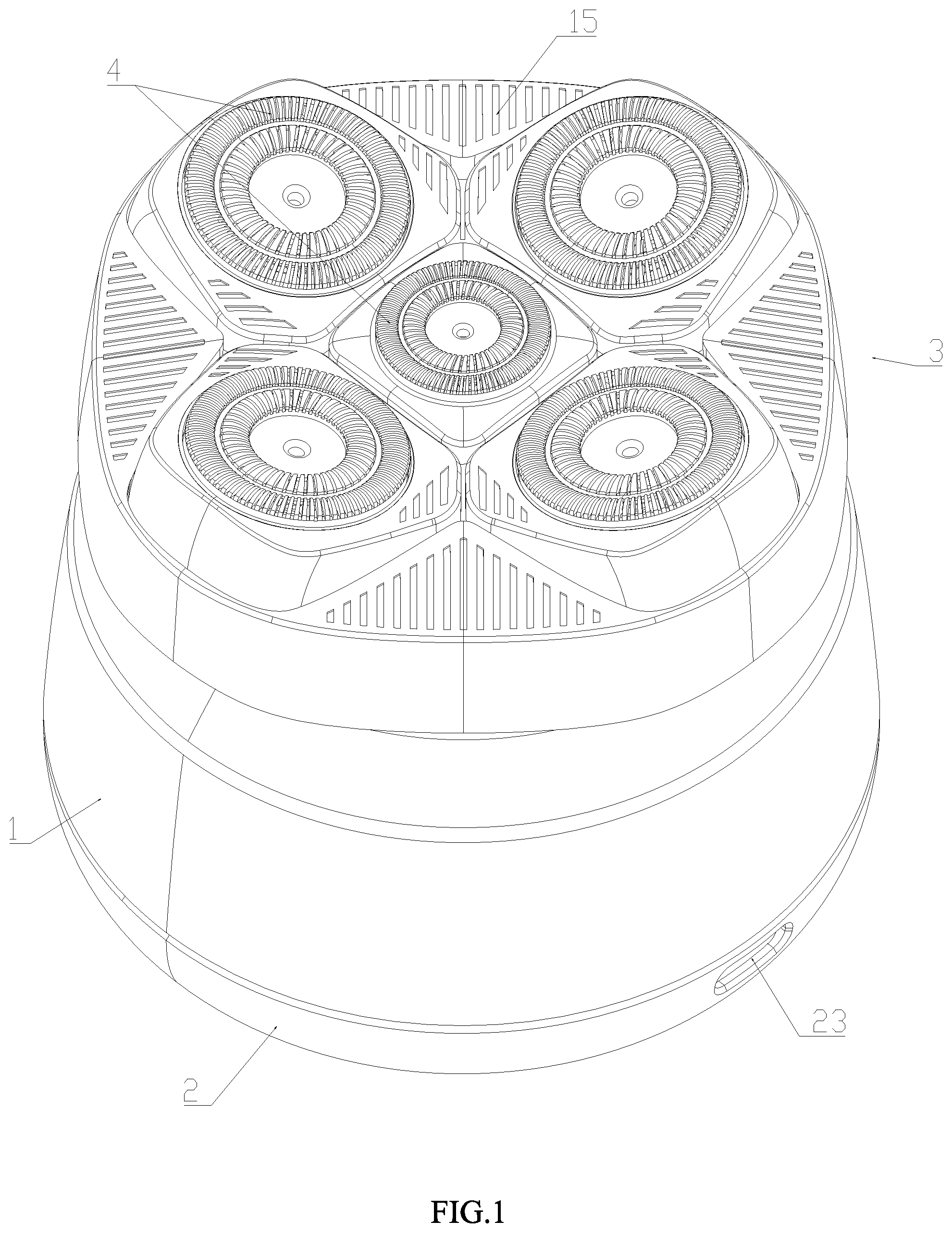 Patent US12479117 — Dual-power multi-head electric shaver — Figure 1