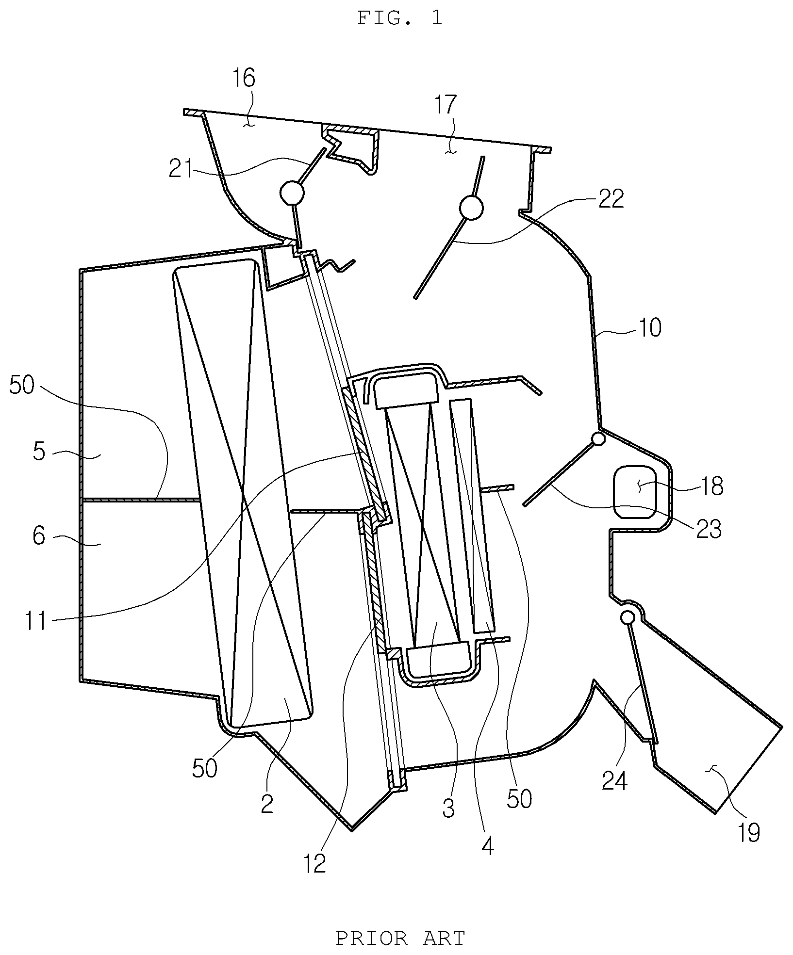 Patent US12479266 Figure 1 – Air conditioner for vehicle