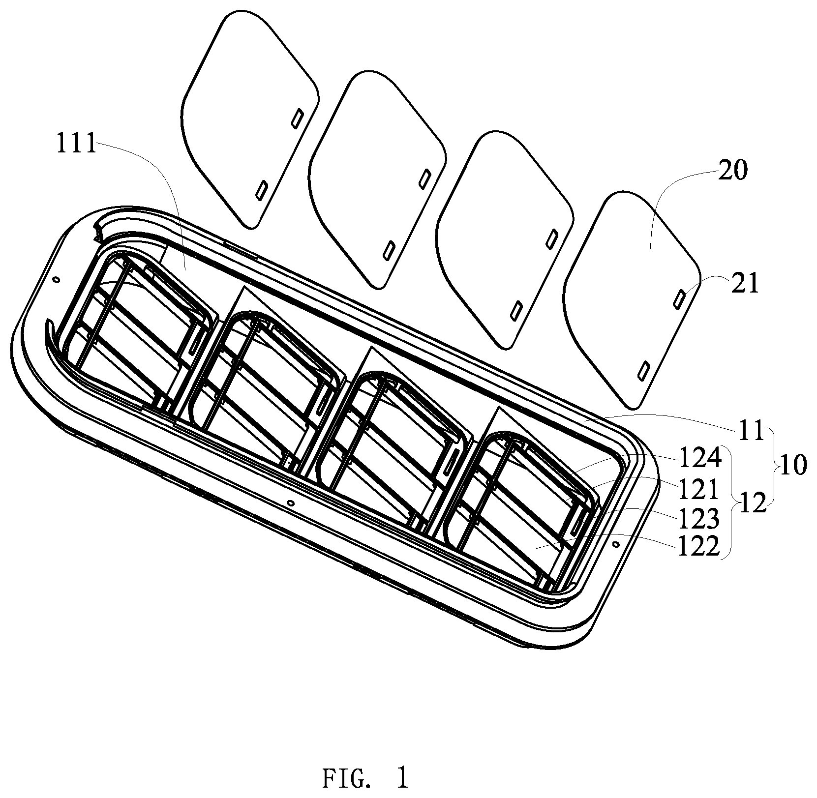 Patent US12479273 — Ventilation device for air flowing inside and outside a vehicle — Figure 1