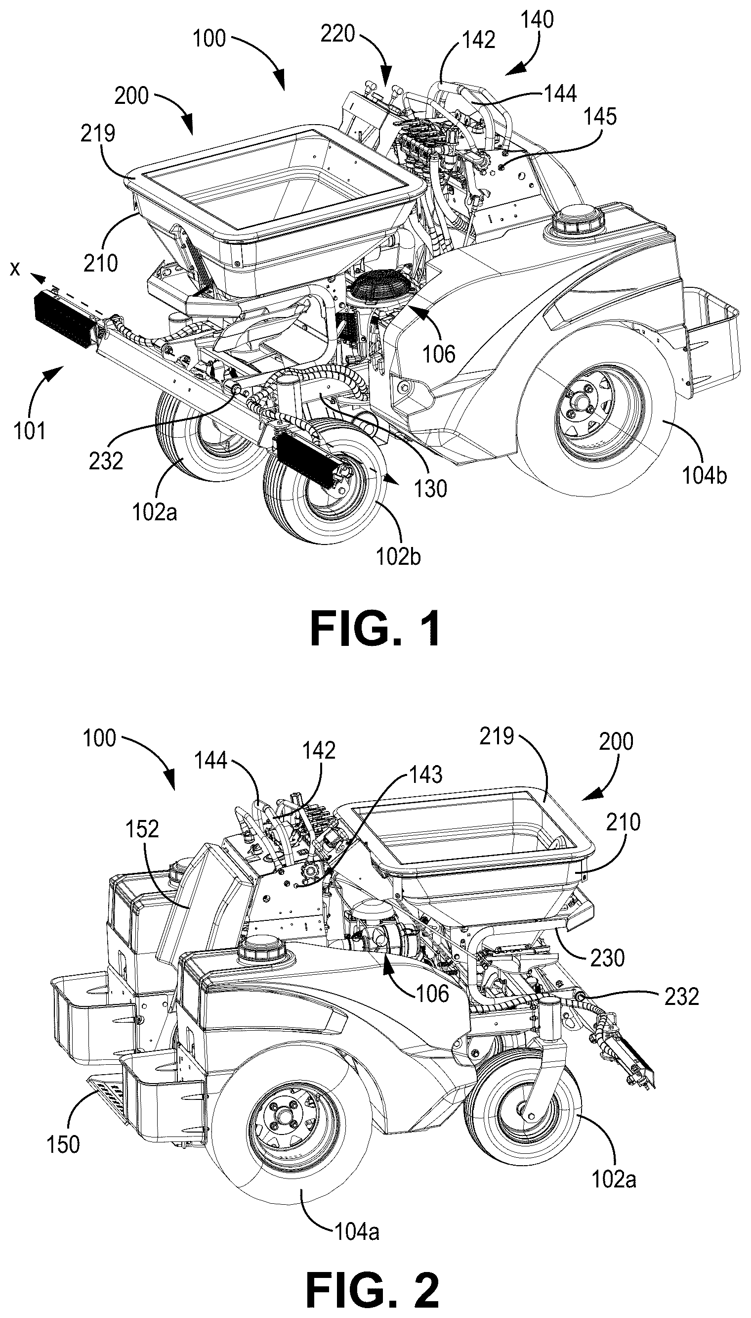 Patent US12479348 — Maintenance vehicle with a hopper assembly — Figure 1