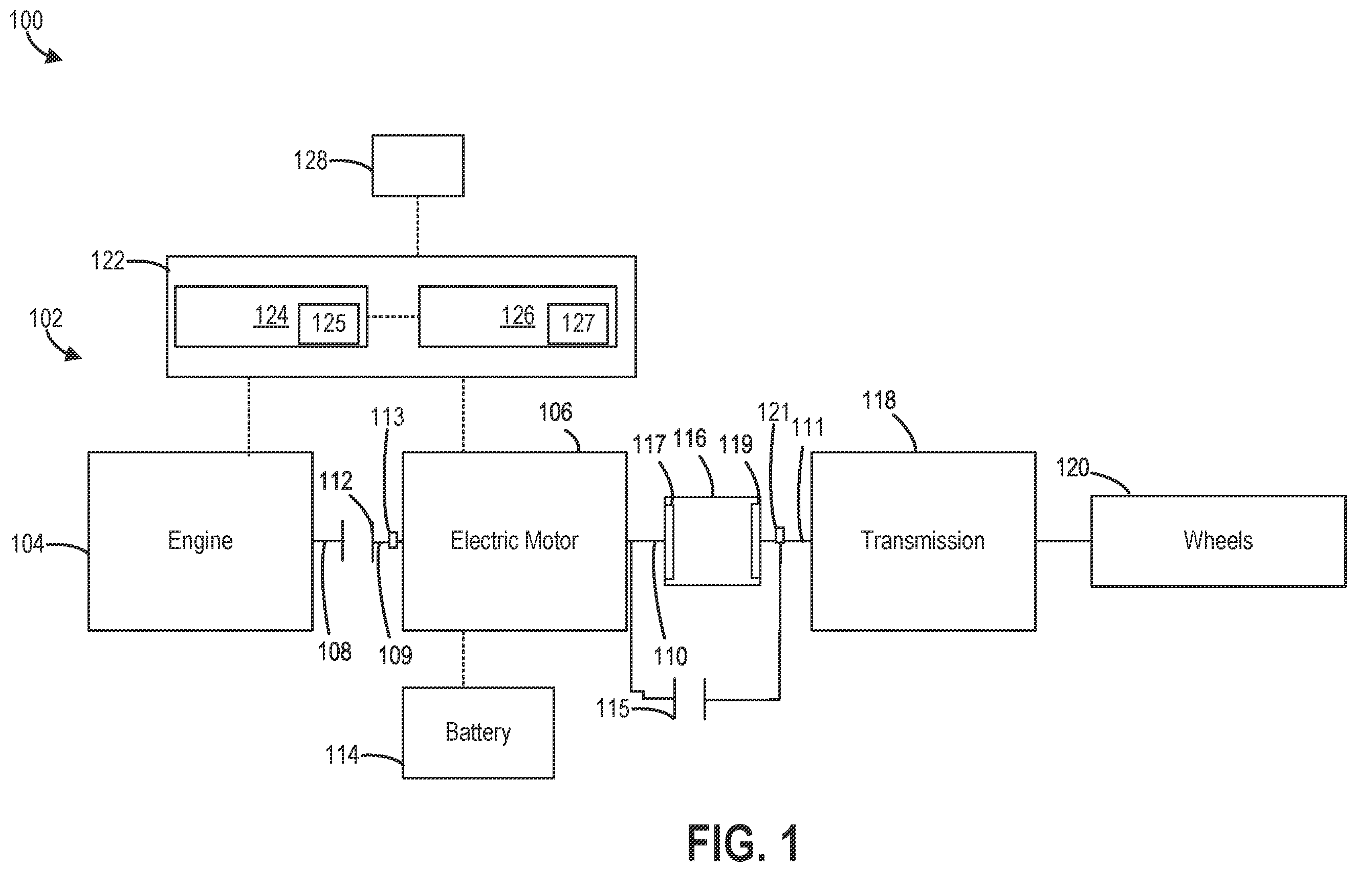 Patent US12479415 — Systems and methods for hybrid transmission control — Figure 1