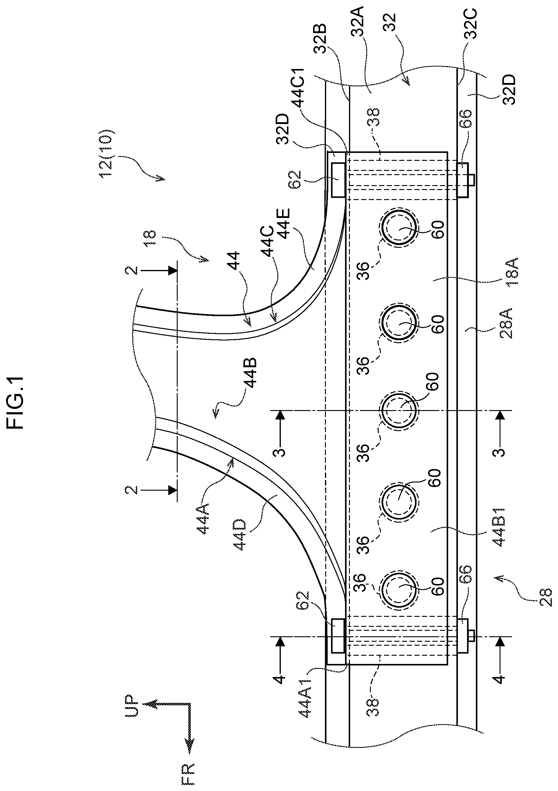 Patent US12479517 Figure 1 – Vehicle body structure
