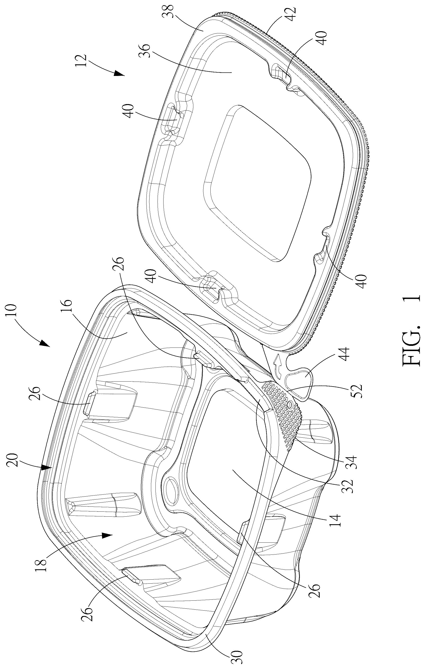 Patent US12479631 Figure 1 – Tamper evident container