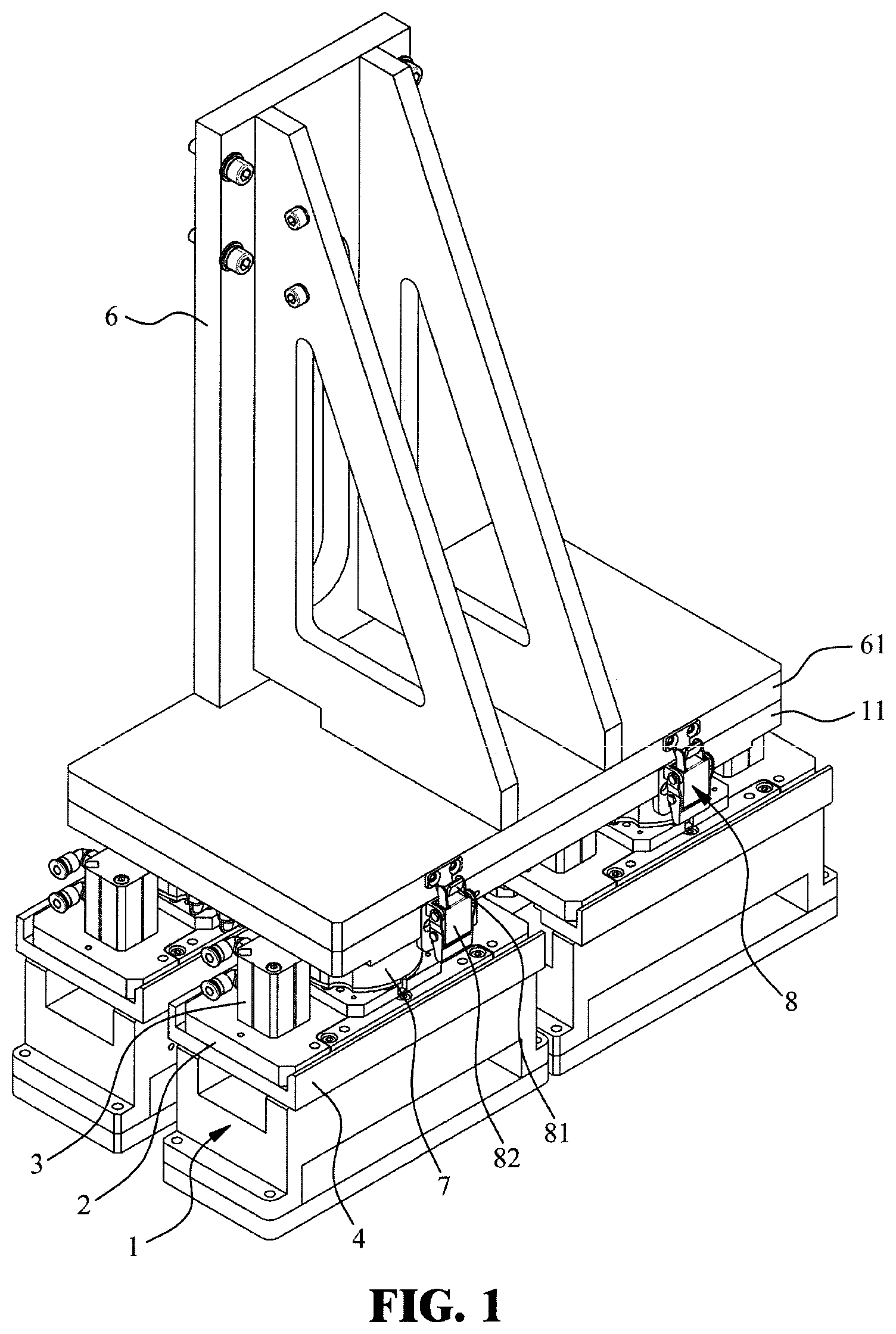 Patent US12479670 Figure 1 – Quick release assembly for a pressing head and electronic device testing apparatus having the same