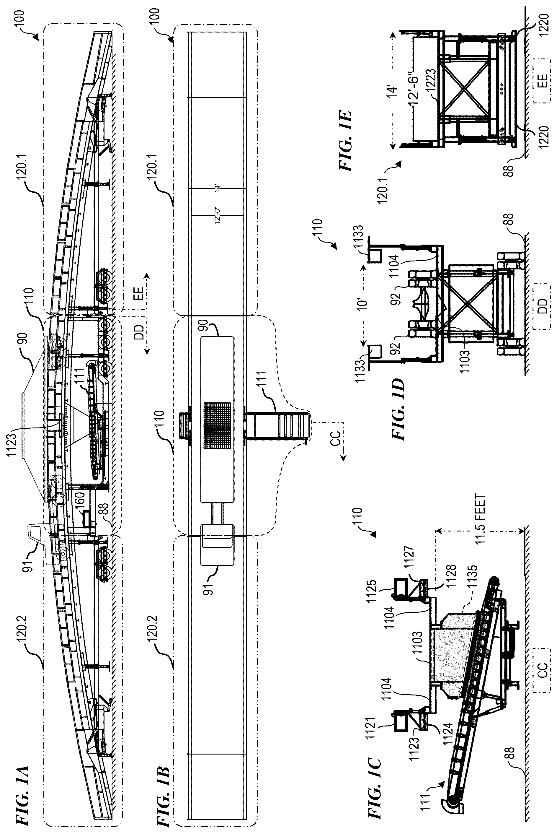 Patent US12479675 — Trailer-integrated drive-over sand-truck unloader system and method with safety features — Figure 1