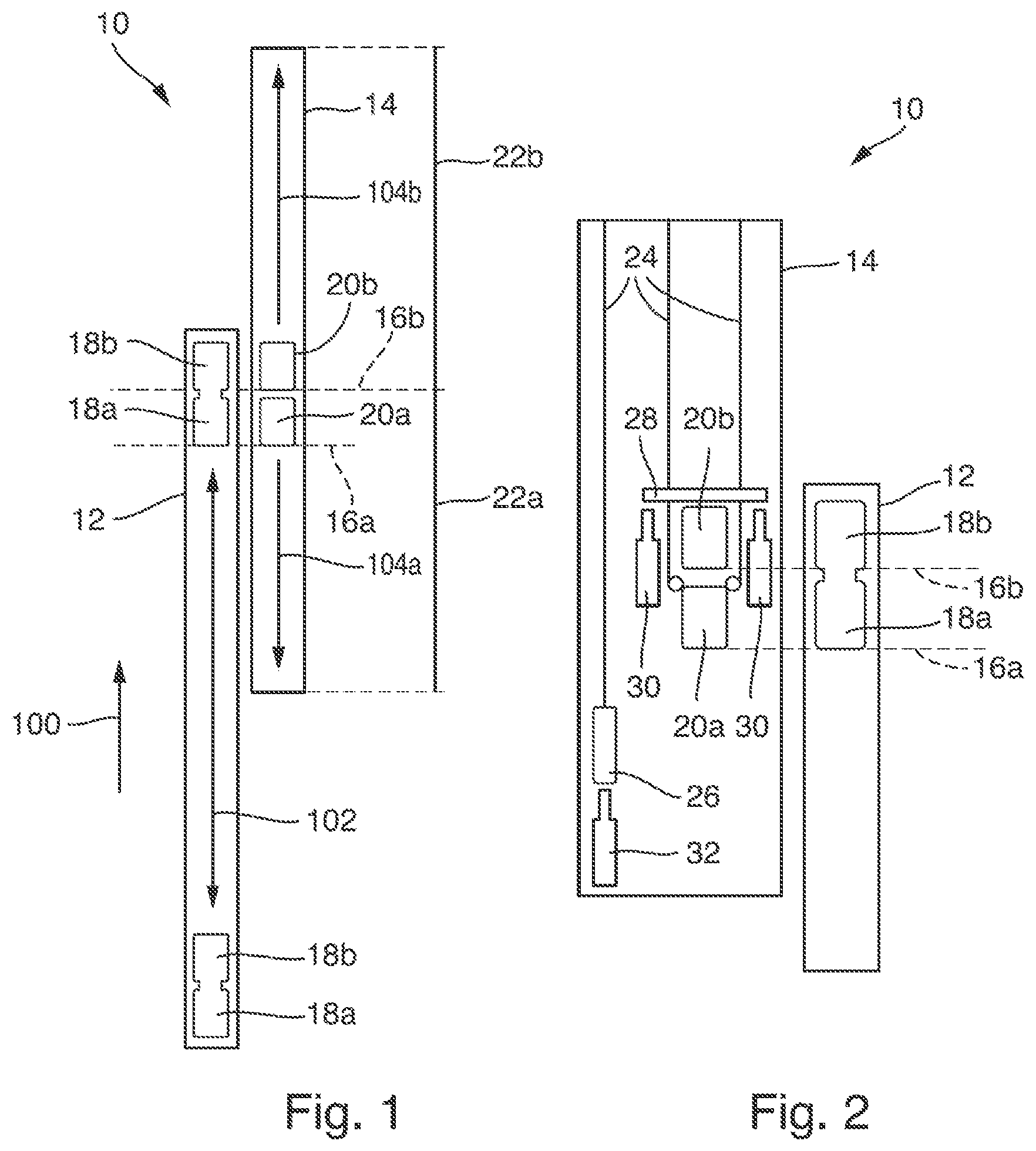 Patent US12479700 — Elevator system having two shafts — Figure 1