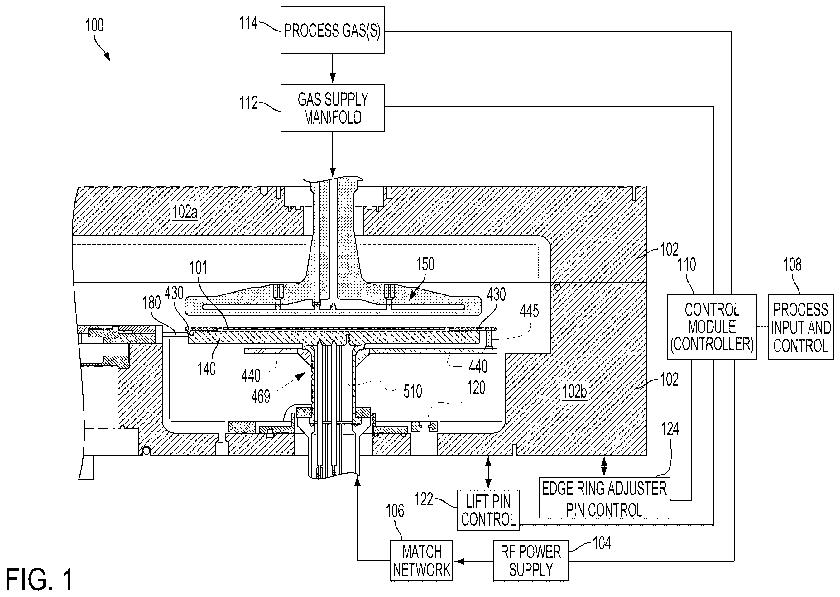 Patent US12480208 — Dynamic sheath control with edge ring lift — Figure 1