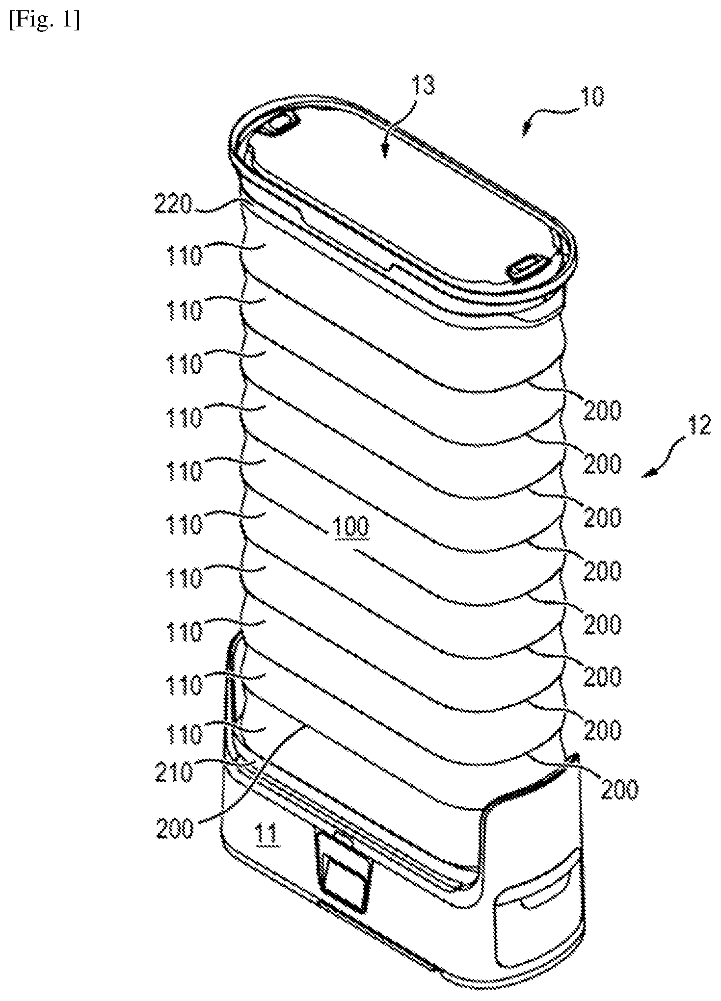 Patent US12480250 — Collapsible crease-smoothing cabinet comprising a curtain with a textile wall and a frame — Figure 1