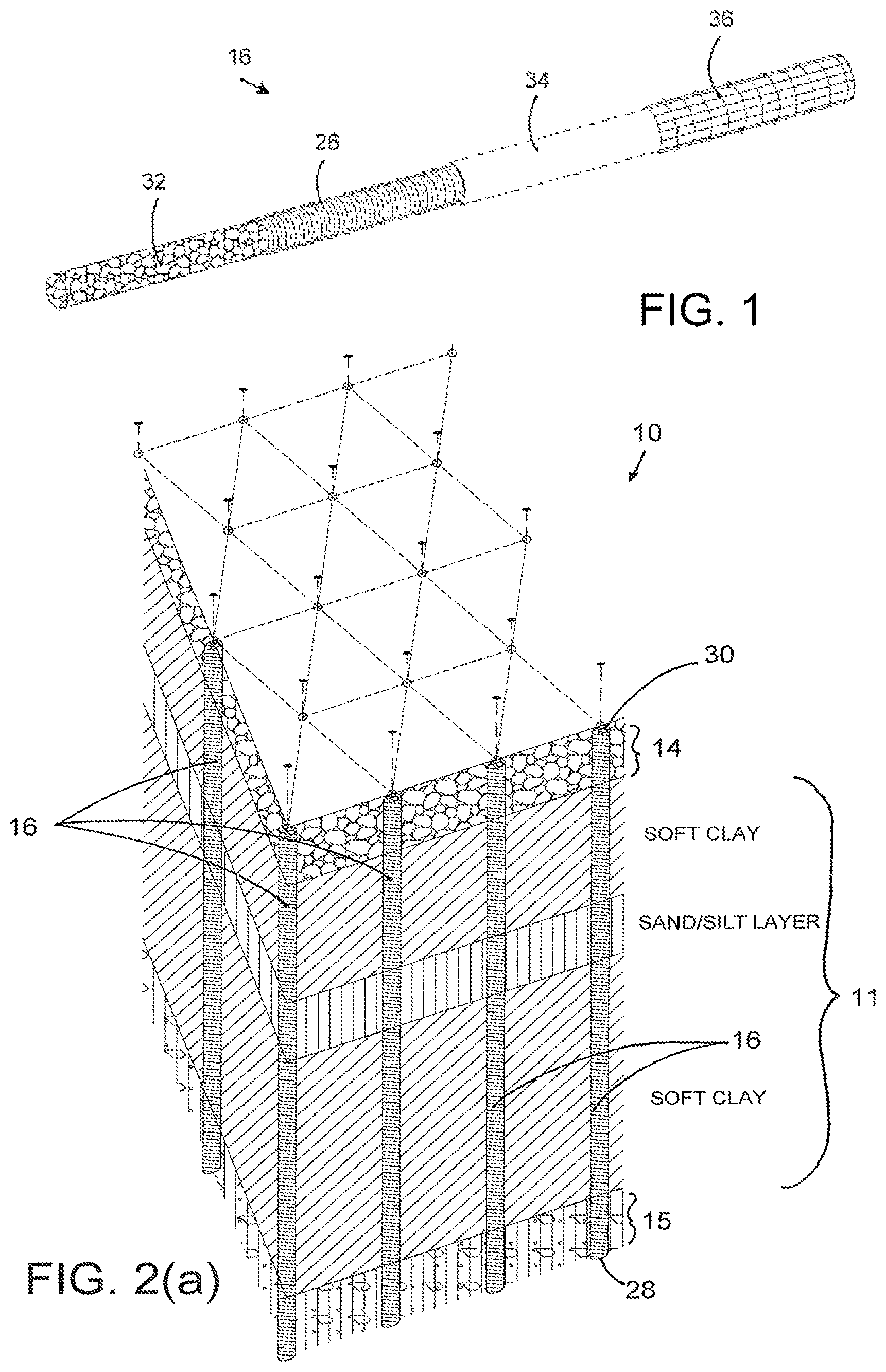Patent US12480260 — Shear resistant drain system for improving weak foundation soils — Figure 1
