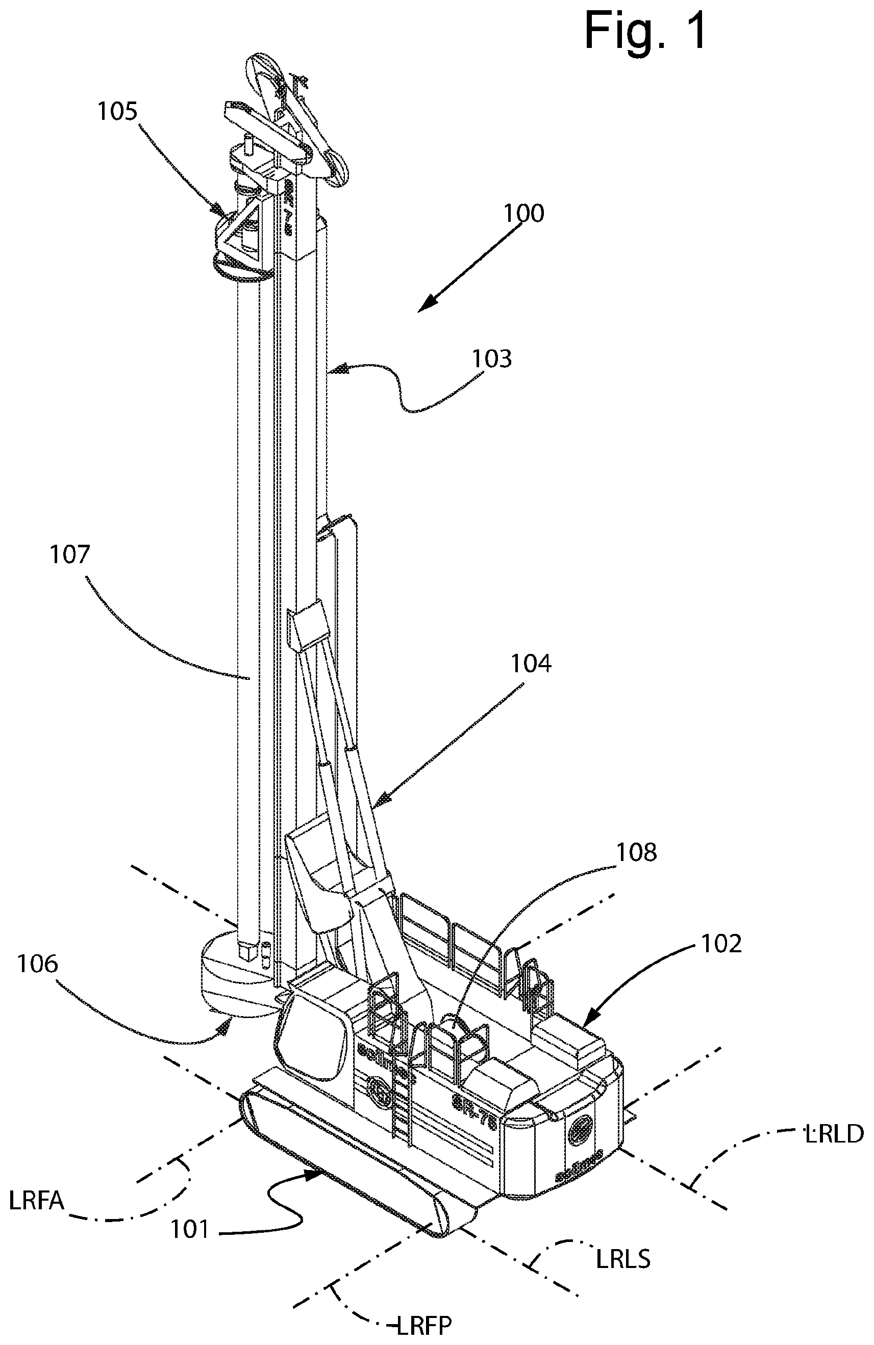 Patent US12480278 Figure 1 – Machine for performing excavations, in particular for drilling, and method associated to such machine