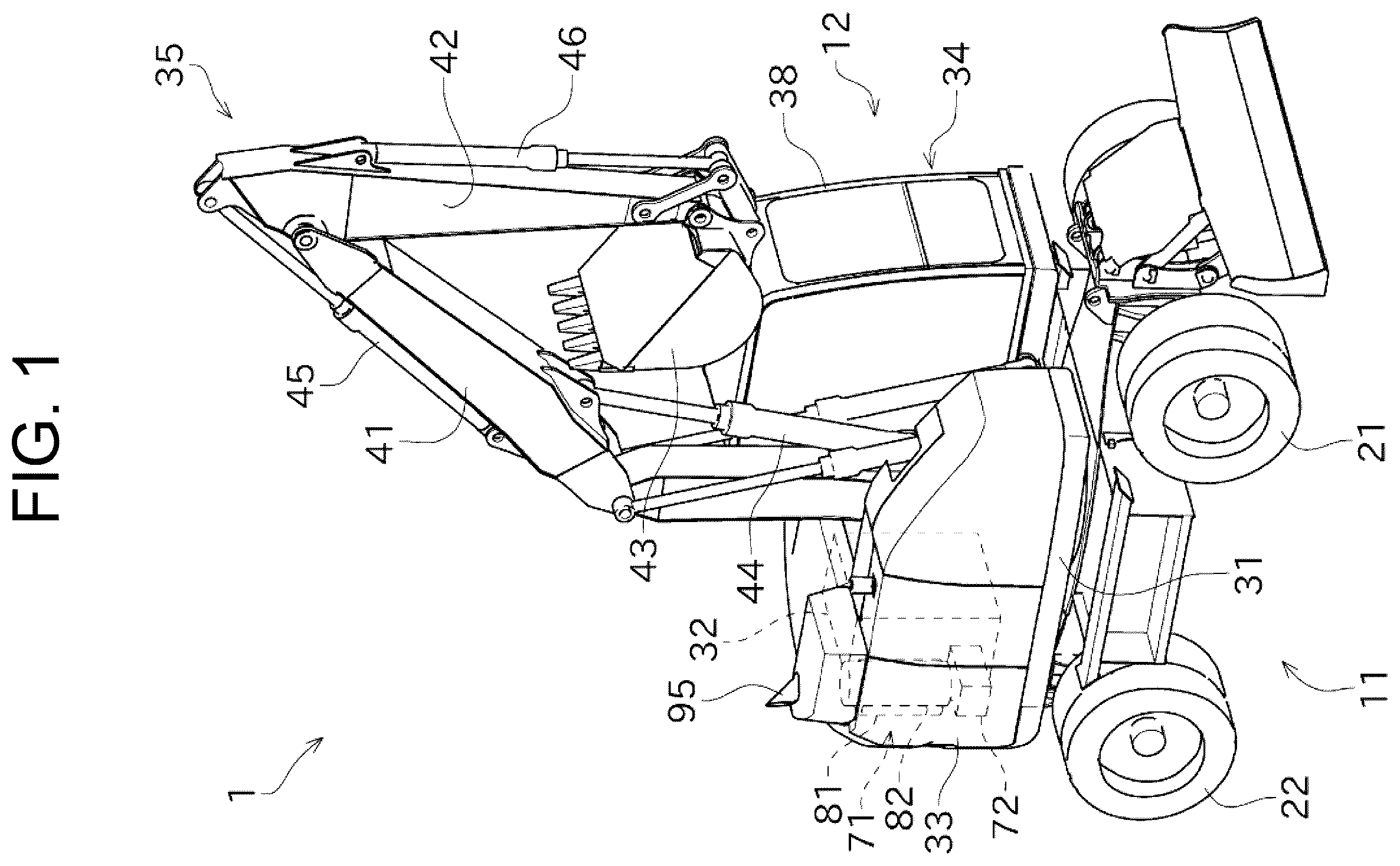 Patent US12480280 Figure 1 – Construction machine emission device