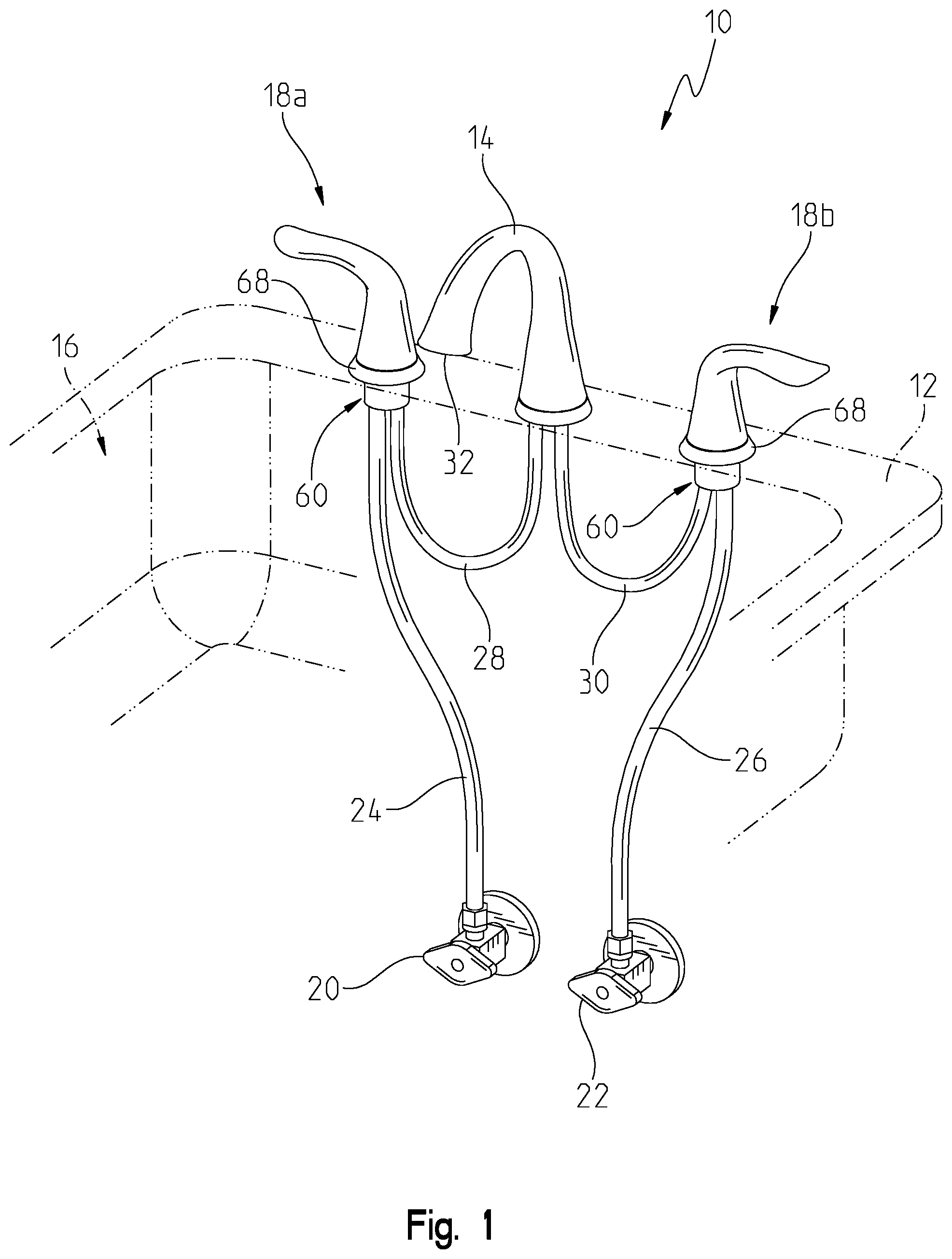 Patent US12480291 Figure 1 – Faucet handle assembly