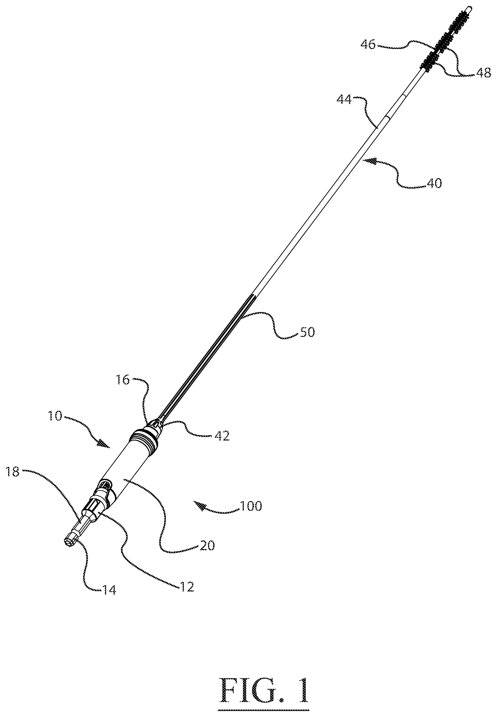Patent US12480297 — Power tool adapter for a drain cleaning device — Figure 1