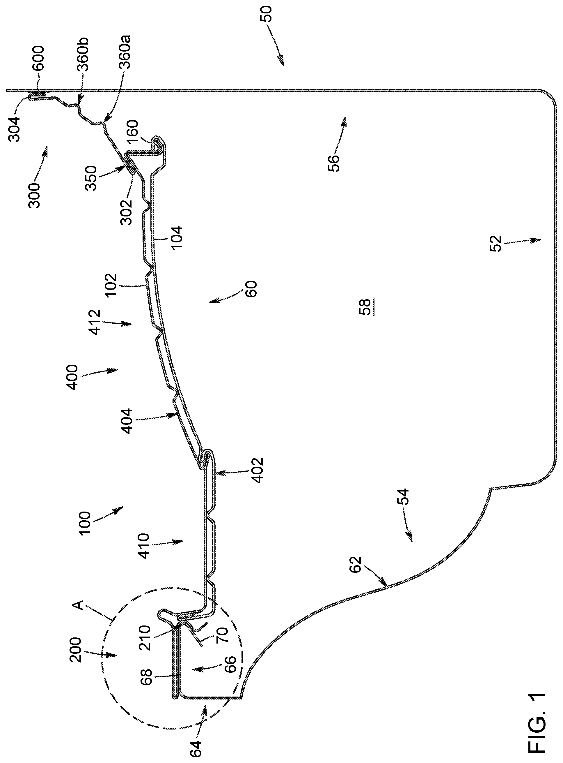Patent US12480310 — Gutter assembly and cover — Figure 1
