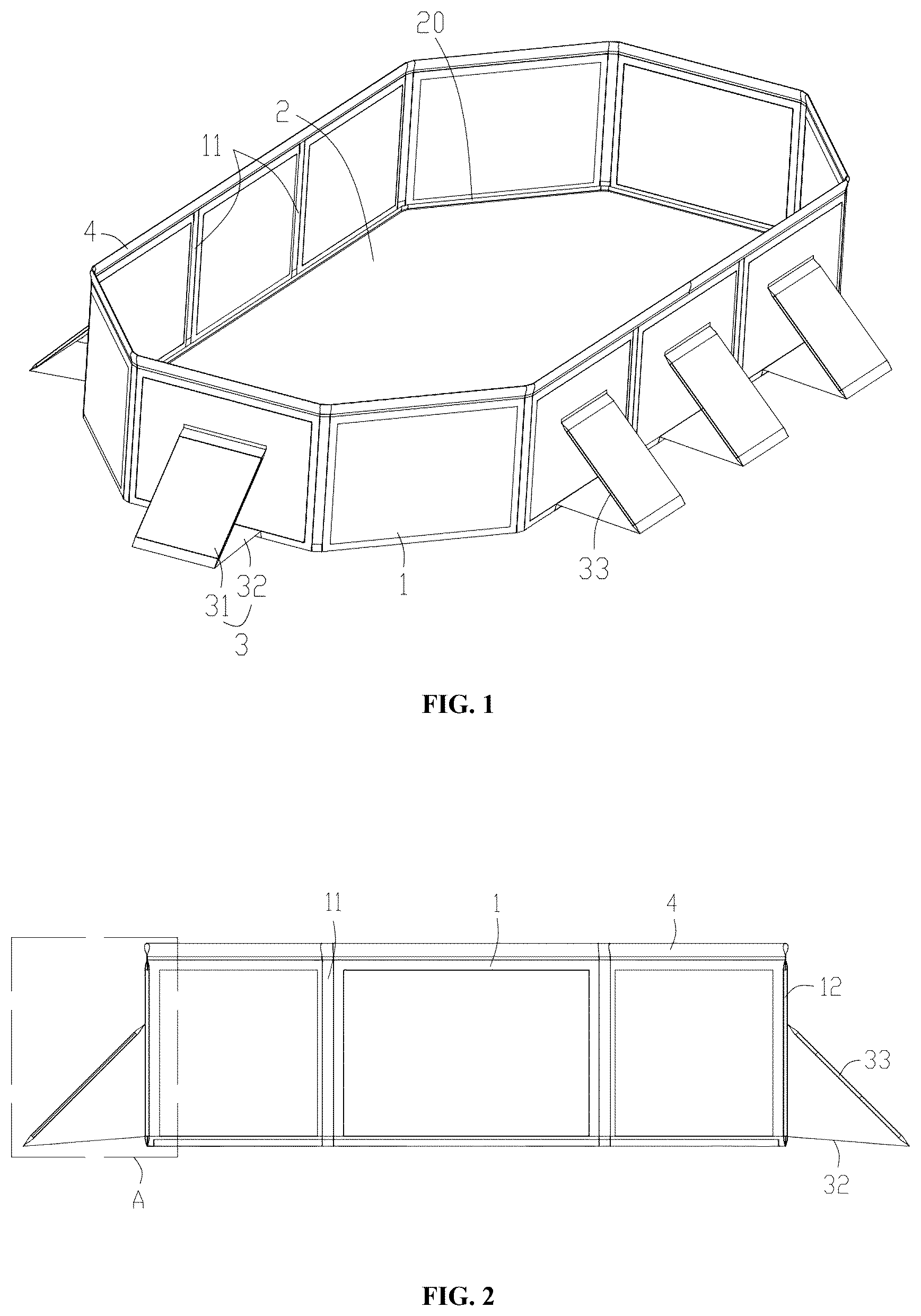 Patent US12480322 Figure 1 – Foldable pool