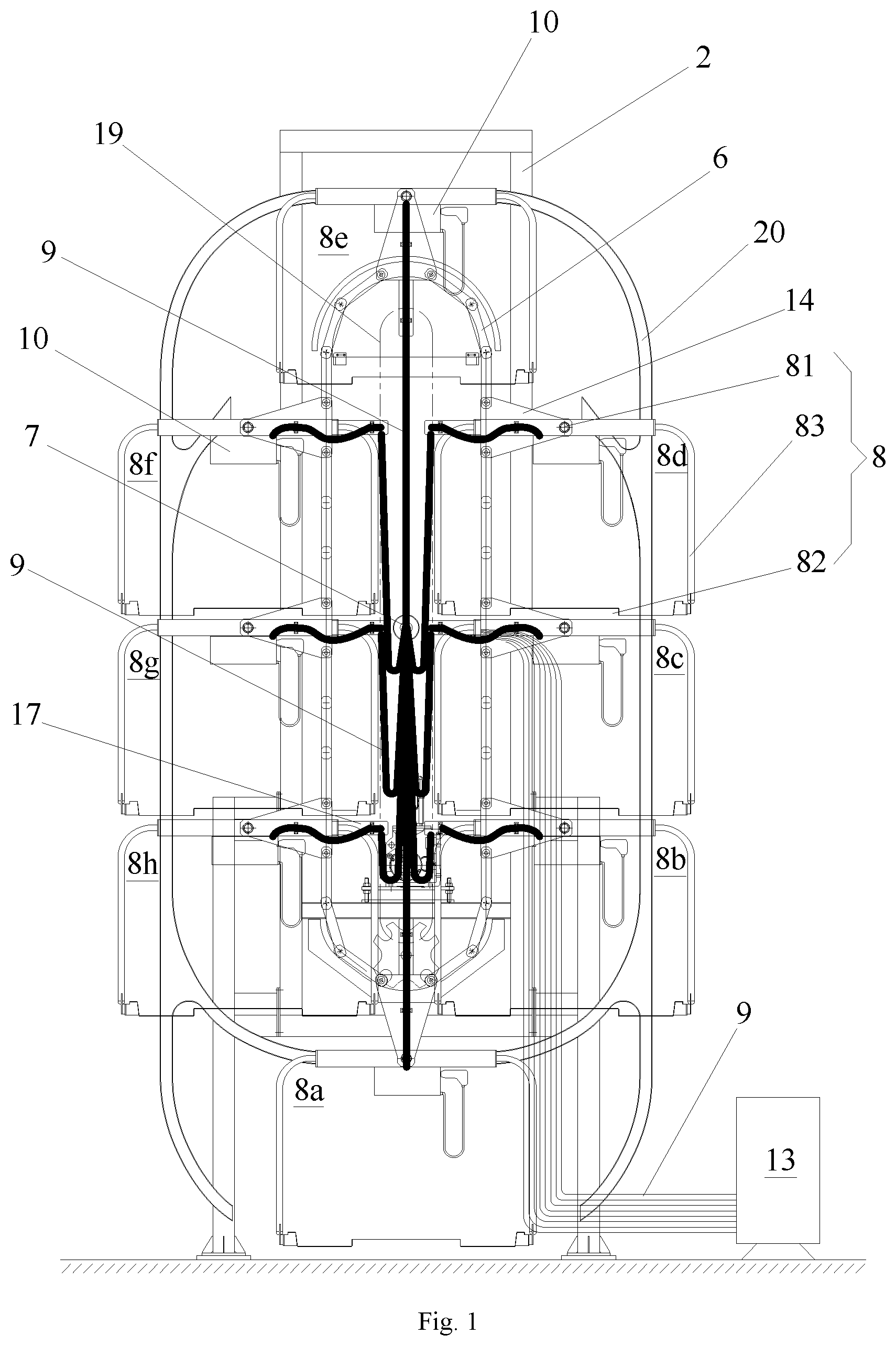 Patent US12480326 — Vertical circulating stereo garage — Figure 1