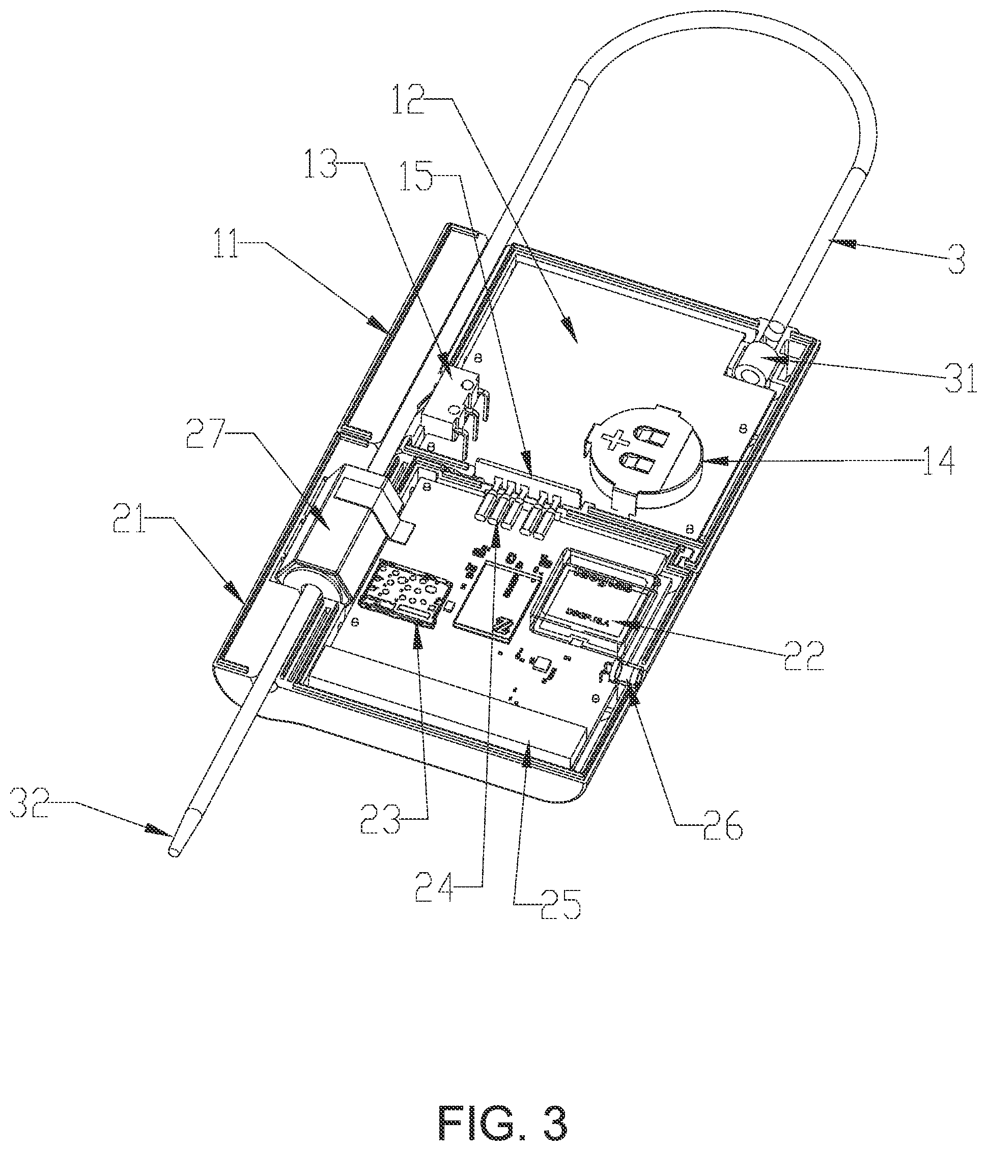 Patent US12480340 Figure 3 – Locator for cable lock