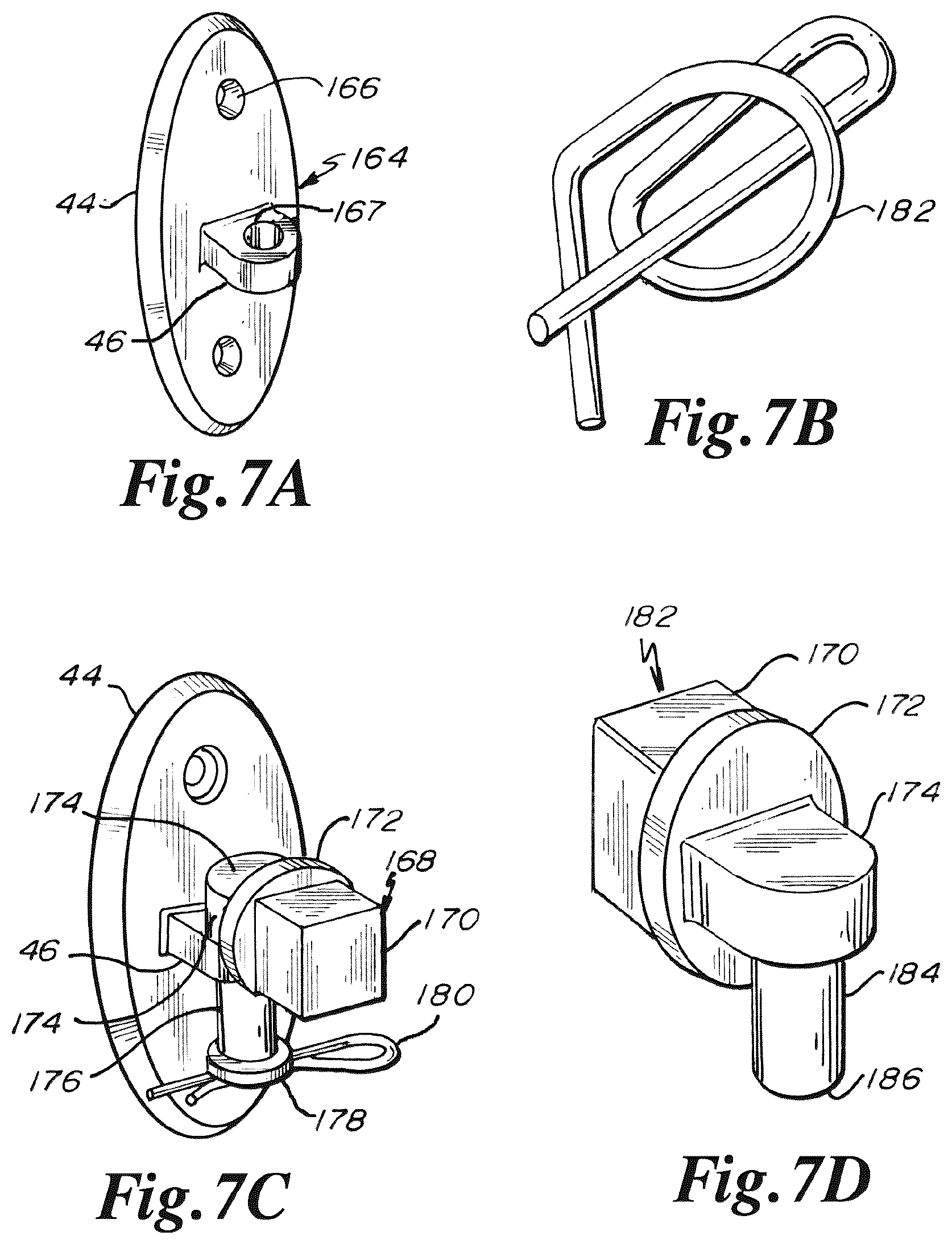 Patent US12480358 Figure 7 – Gate having four pins and stairway post adapter