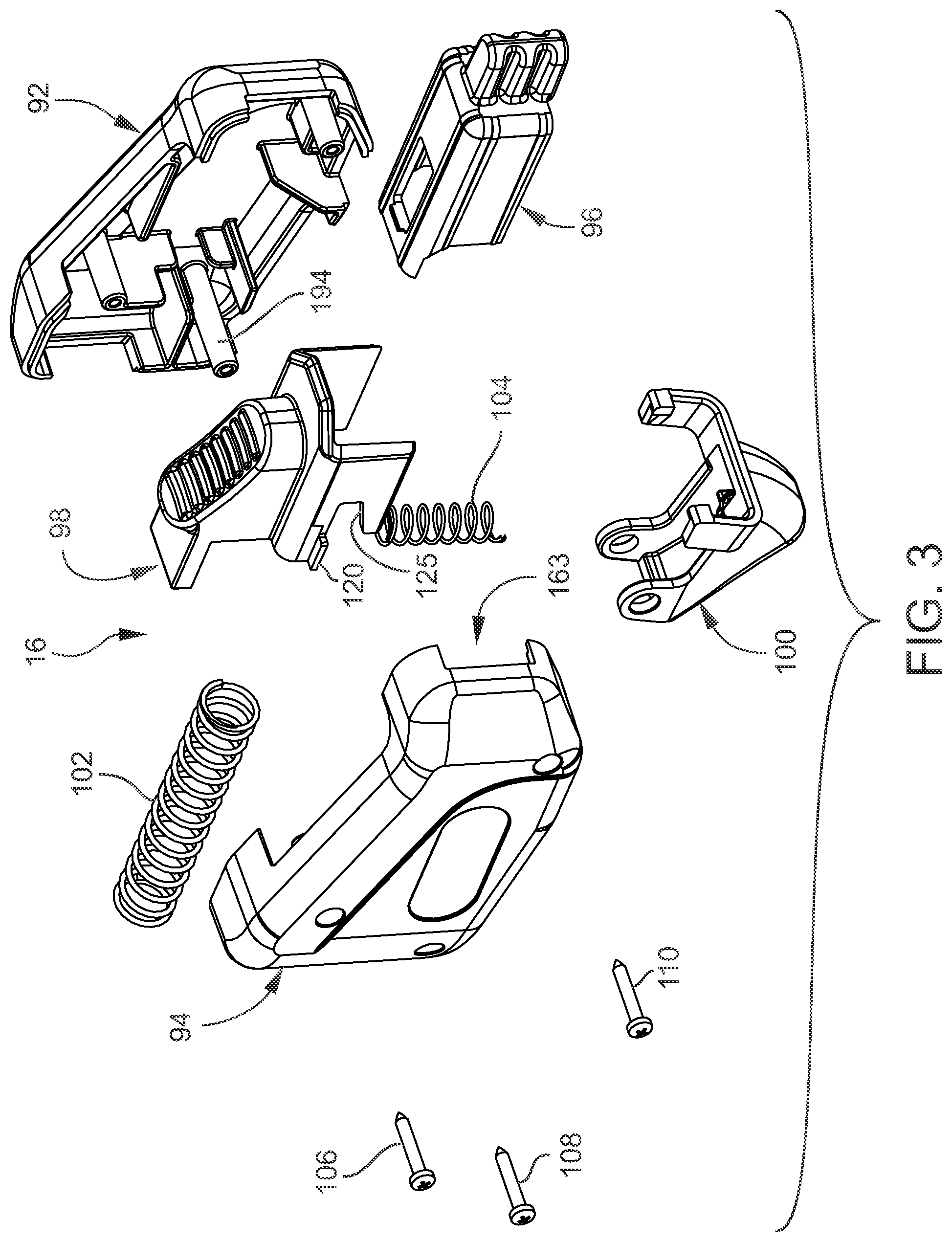 Patent US12480361 Figure 3 – Gated barrier with one hand latch apparatus