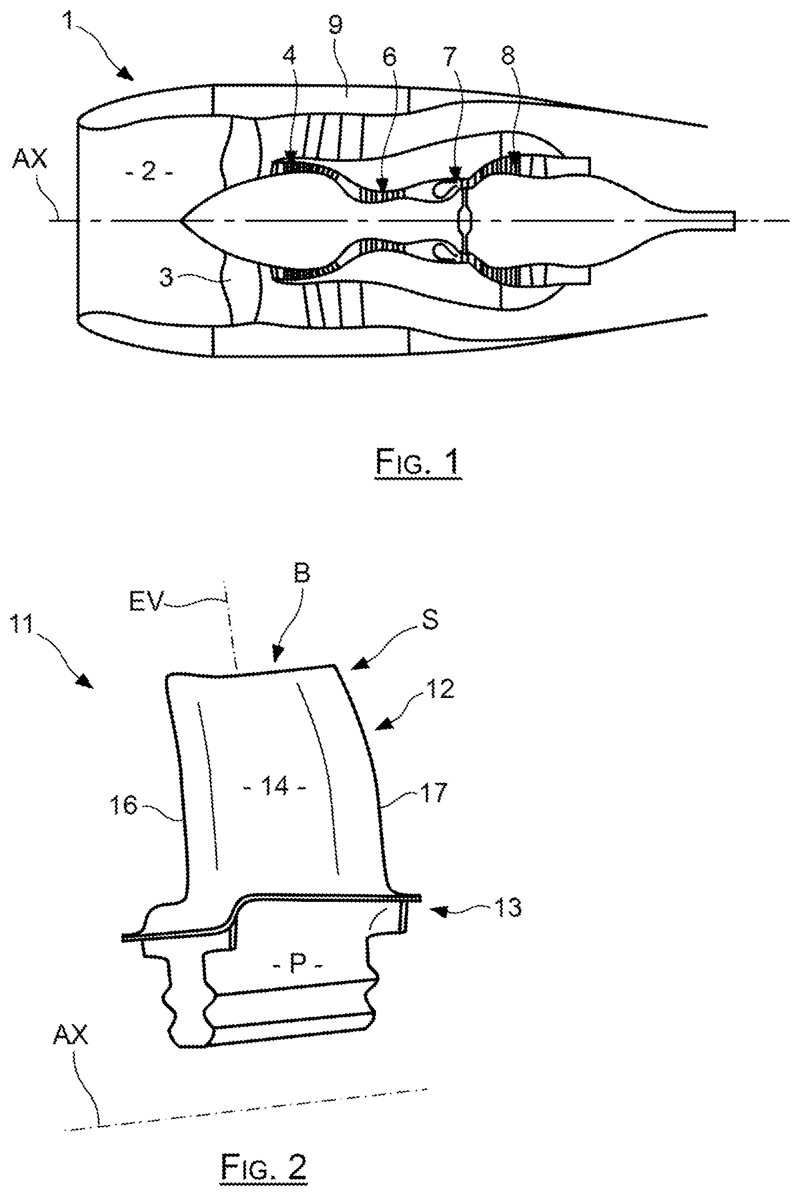 Patent US12480408 — High-pressure turbine vane including a cavity under a squealer tip — Figure 1