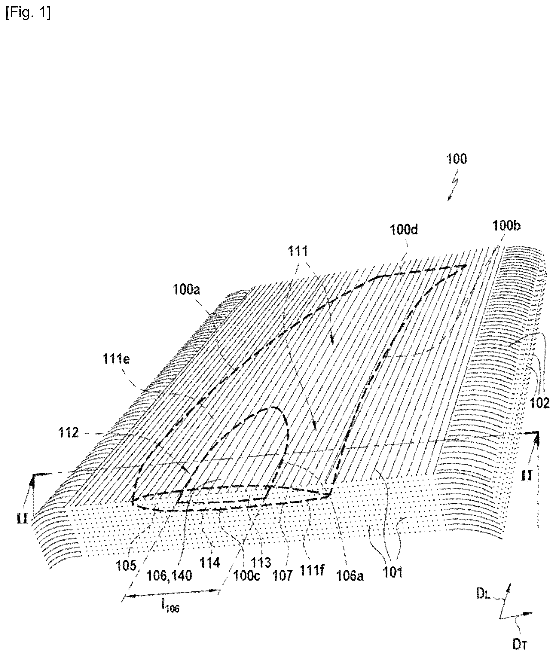 Patent US12480411 — Propeller blade or vane having a hollow composite root — Figure 1