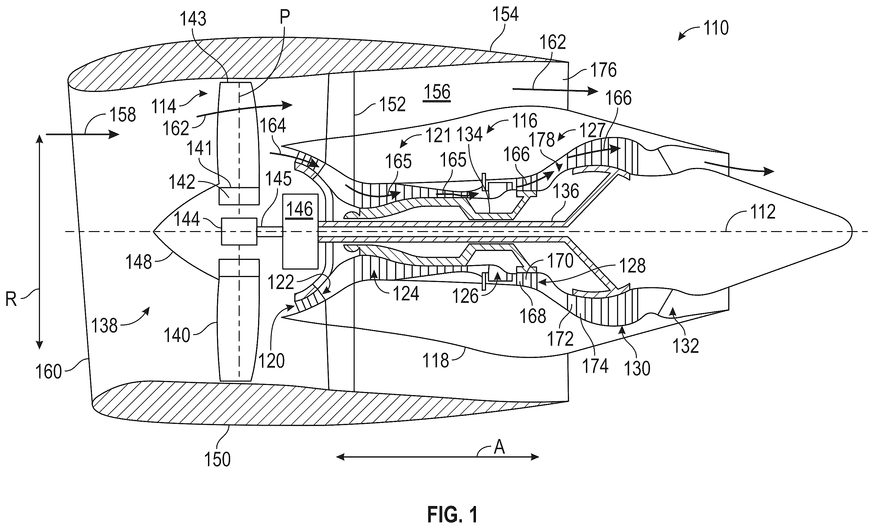 Patent US12480415 Figure 1 – Turbofan engine including a fan actuation system