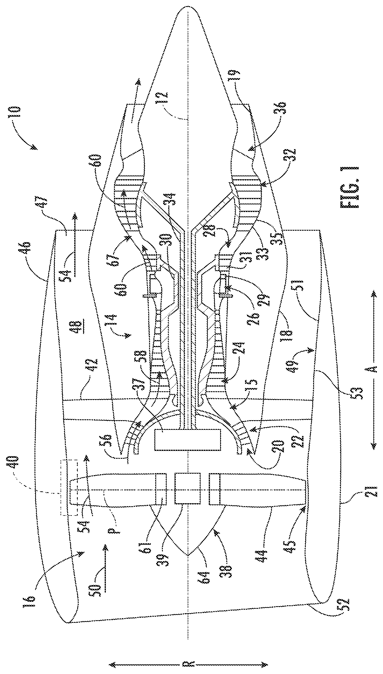 Patent US12480417 — Cold spray duct for a gas turbine engine — Figure 1