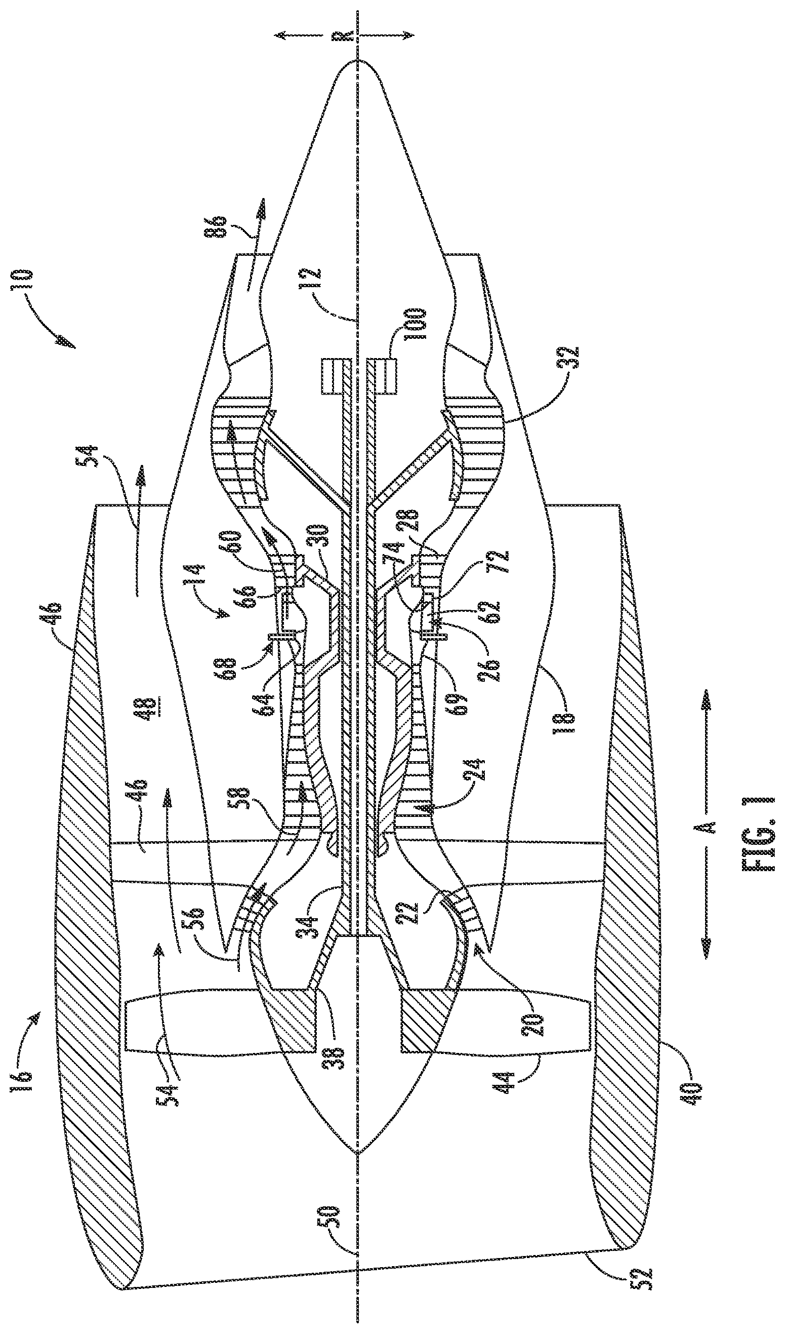 Patent US12480423 — System and method for mitigating bowed rotor in a gas turbine engine — Figure 1