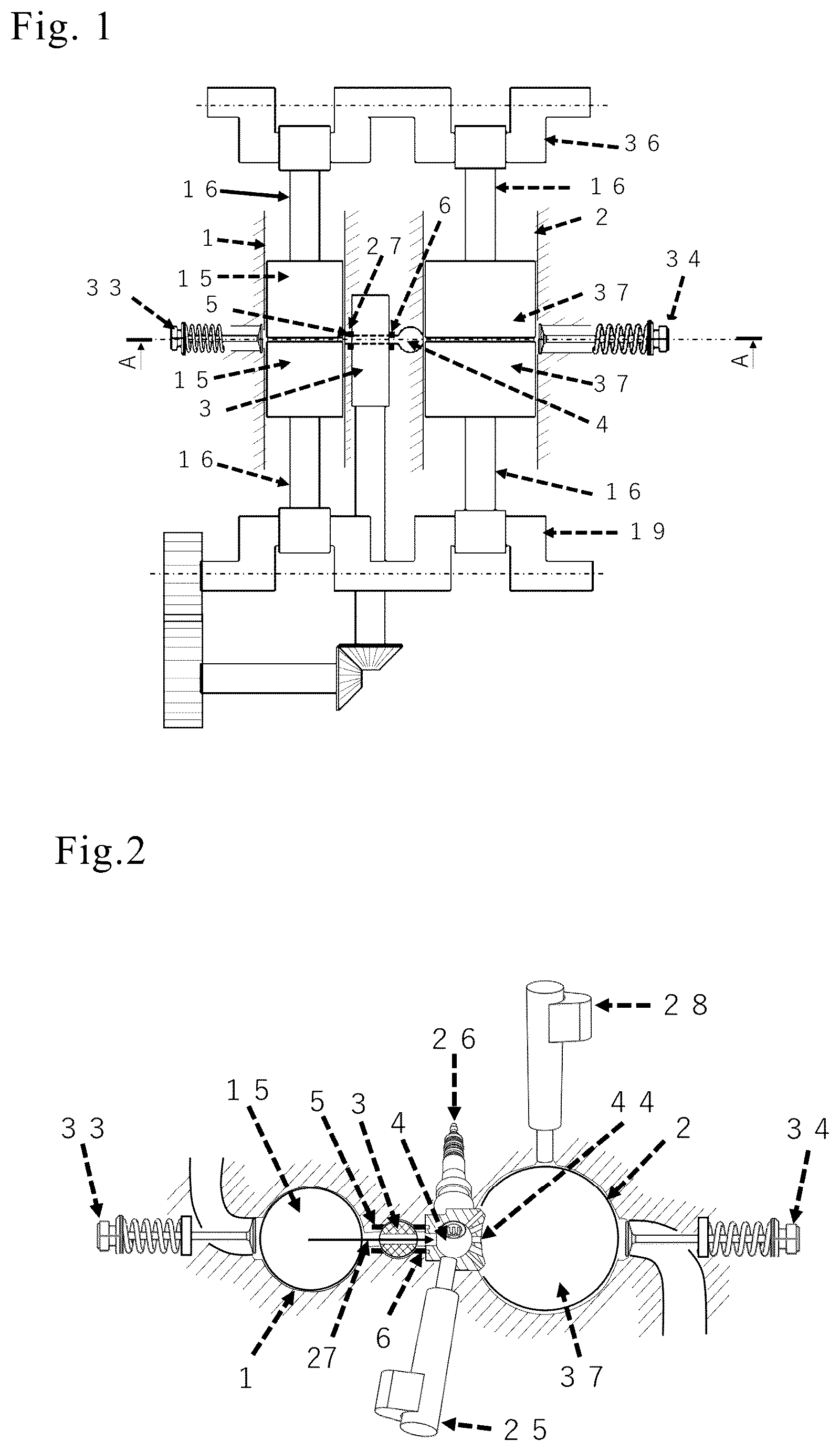 Patent US12480439 Figure 1 – Opposed-piston internal combustion engine
