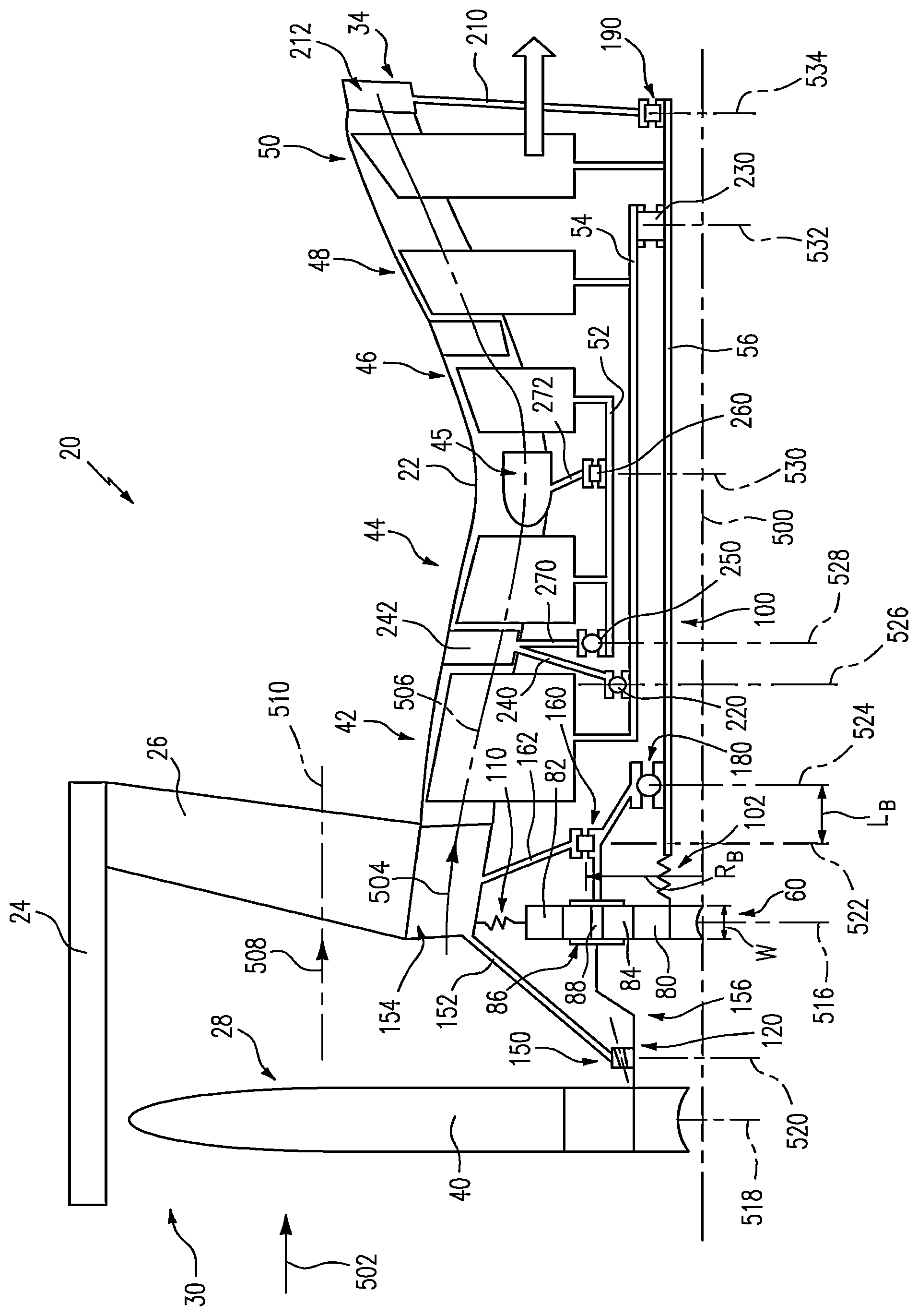 Patent US12480441 — Gas turbine engine bearing and gearbox arrangement — Figure 1