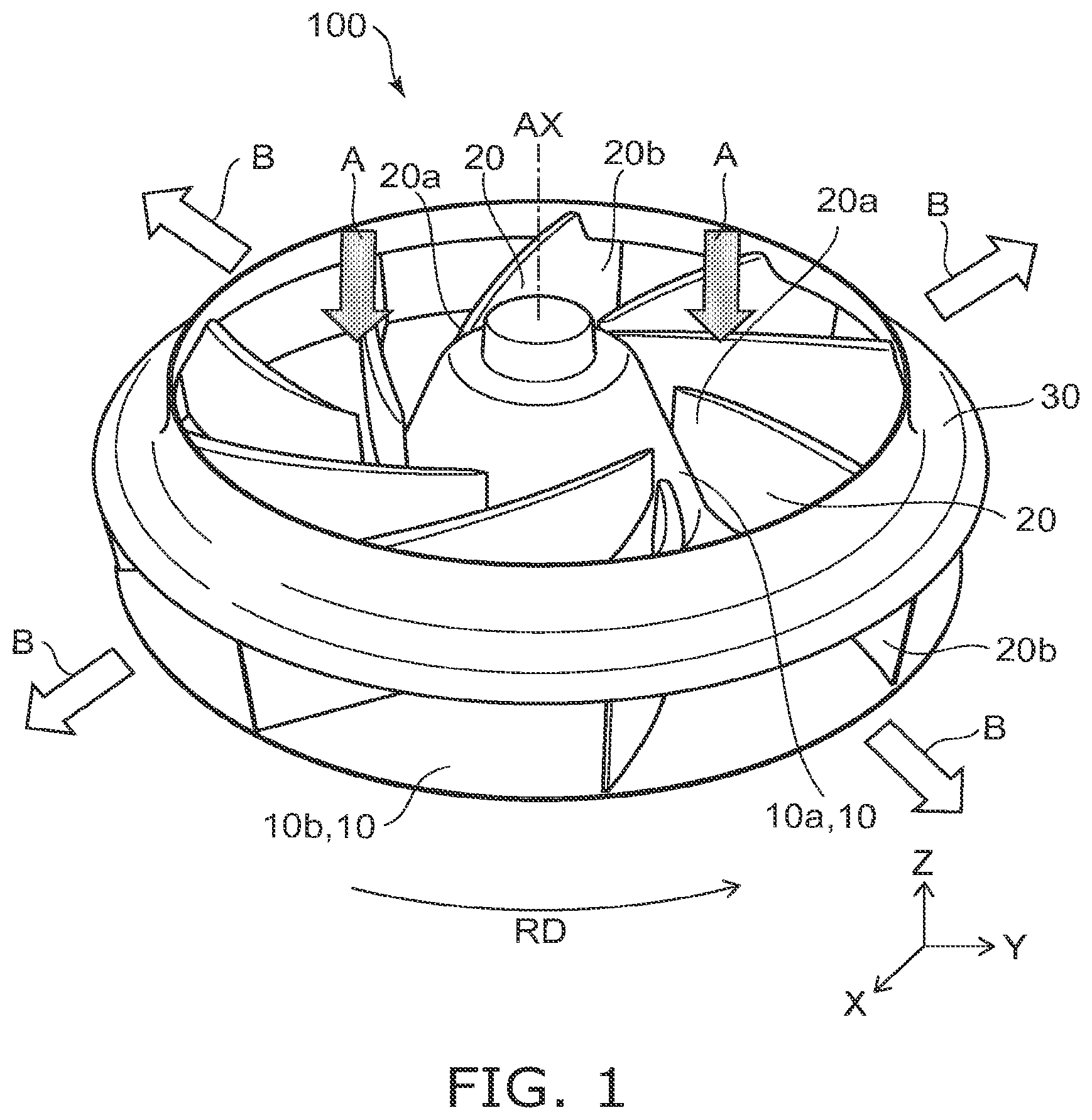 Patent US12480523 — Centrifugal fan — Figure 1