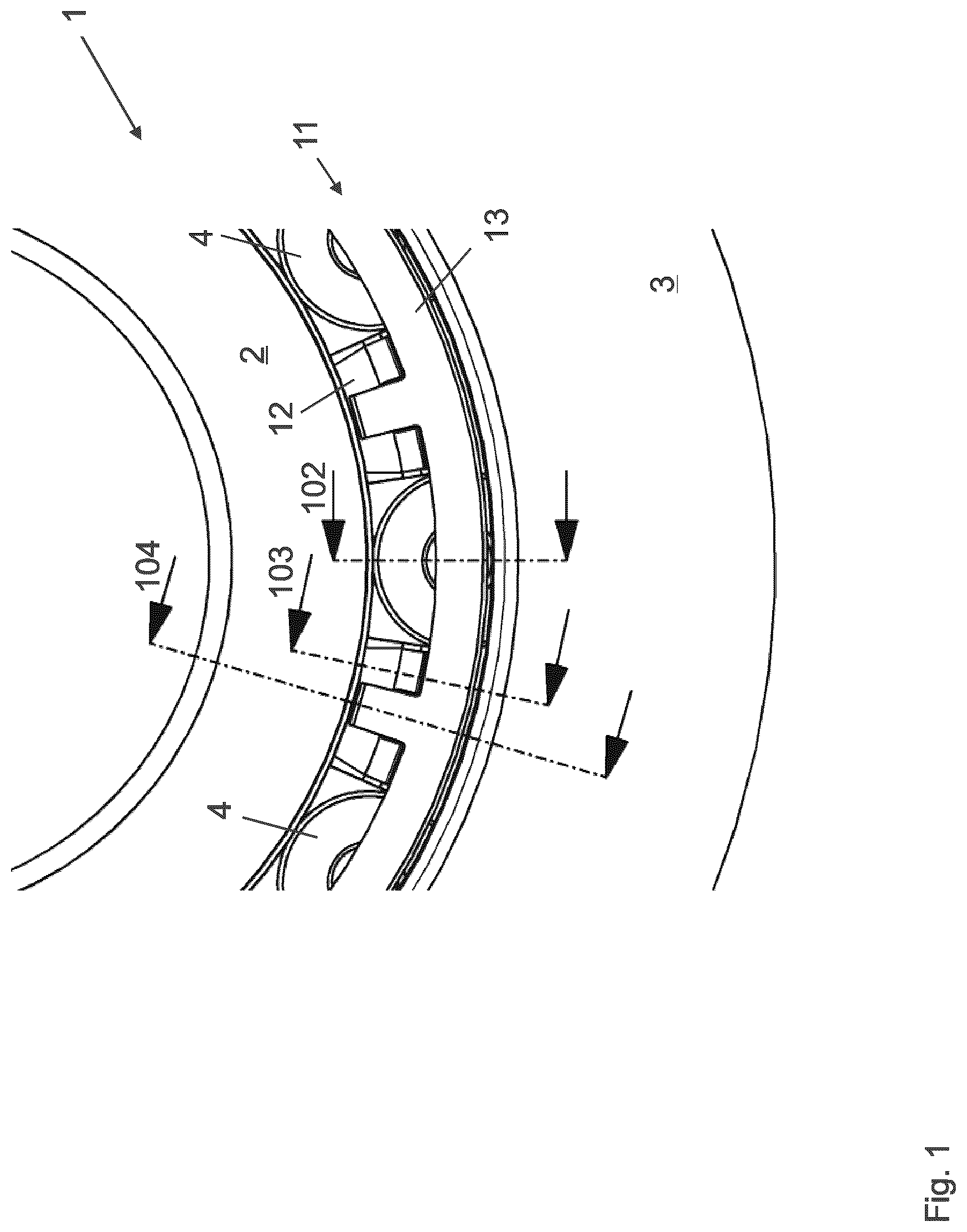 Patent US12480542 — Snap-action cage for a tapered roller bearing, and tapered roller bearing with the snap-action cage — Figure 1