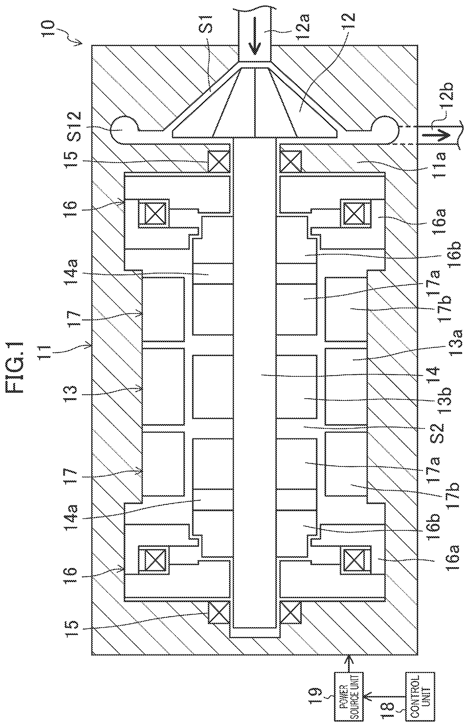 Patent US12480547 Figure 1 – Thrust magnetic bearing with cooling structure