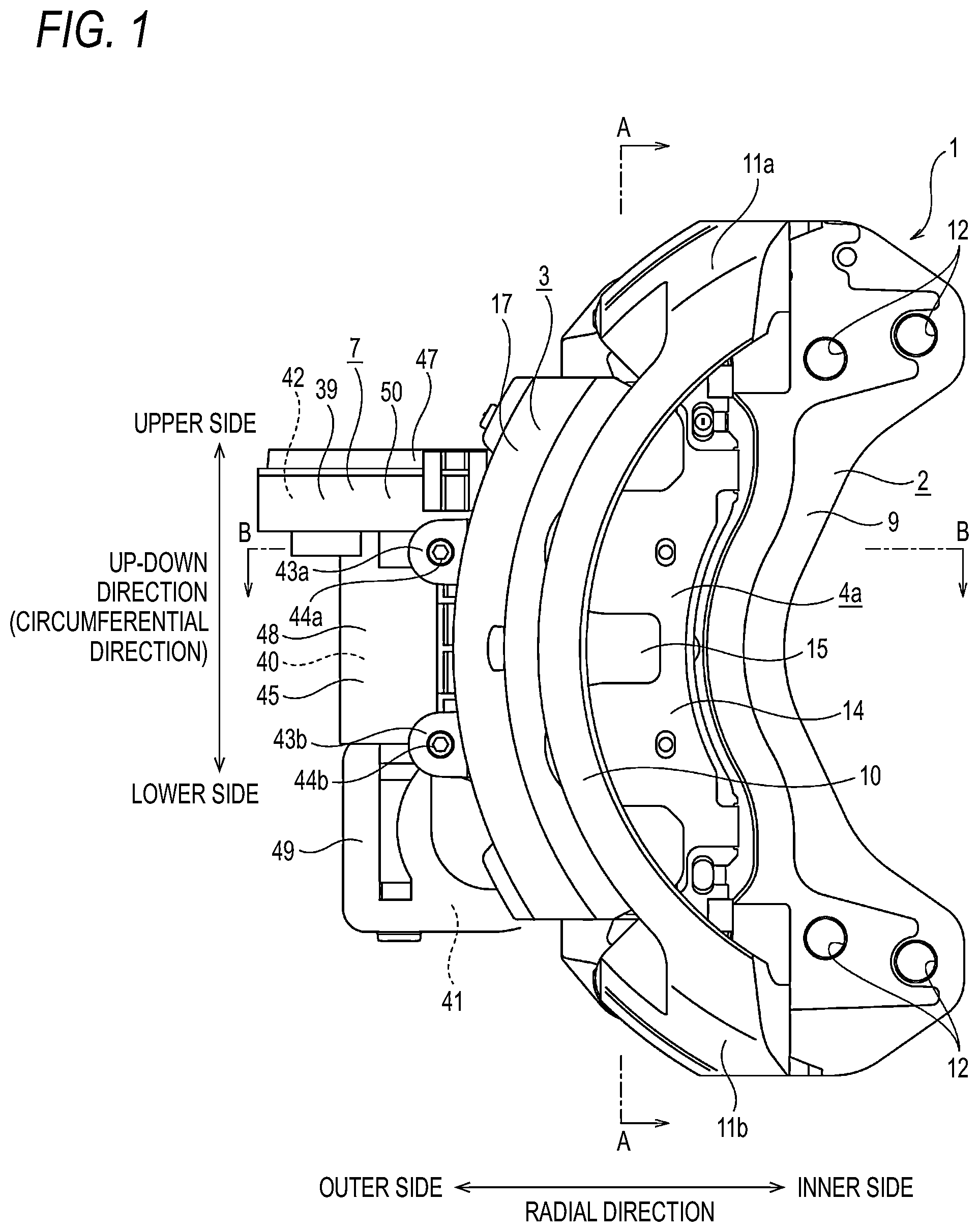 Patent US12480552 — Non-excited operation type brake for brake device and disc brake device — Figure 1