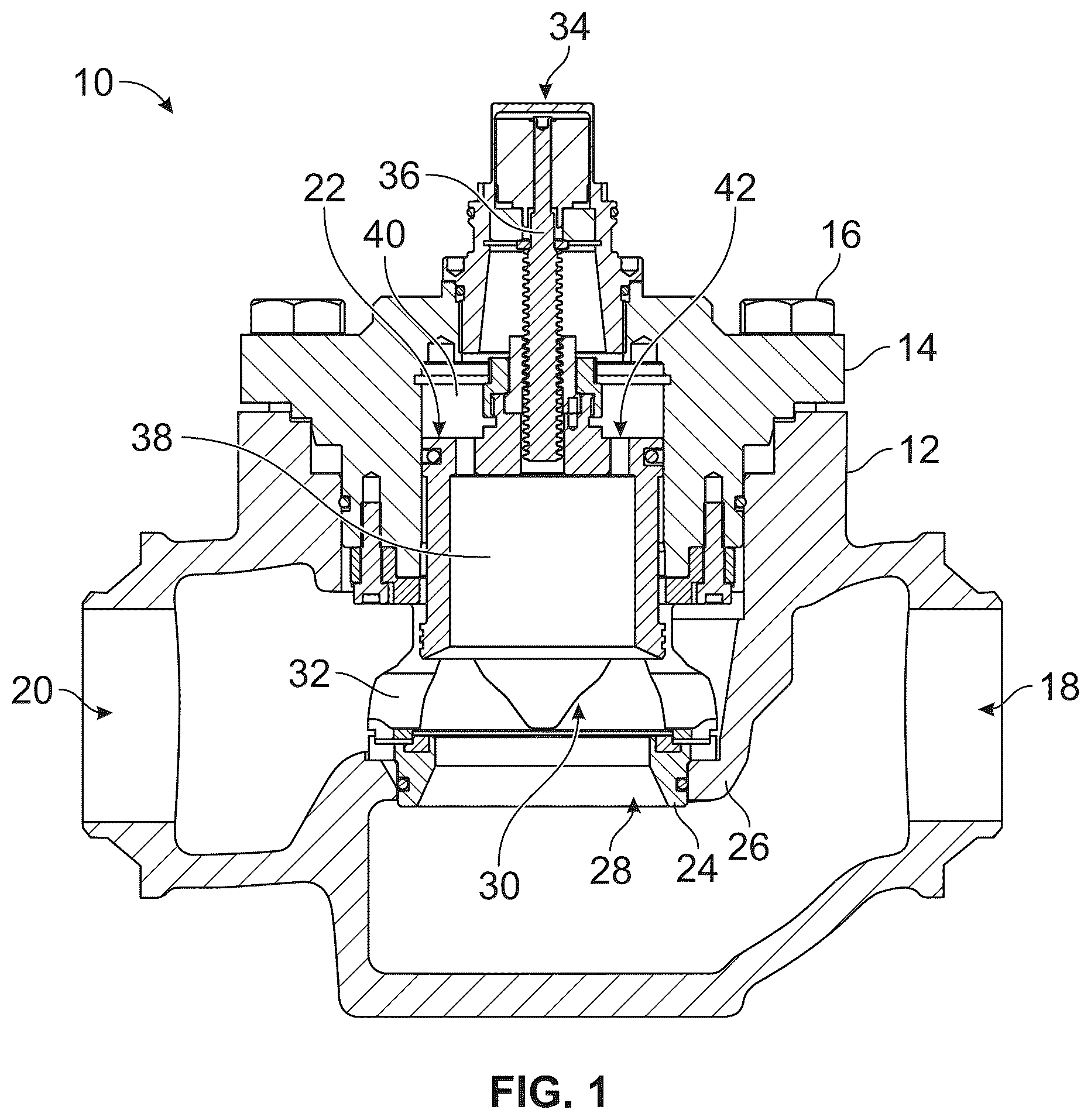 Patent US12480600 — Refrigerant control valve with an enhanced flow modulating plug configuration — Figure 1