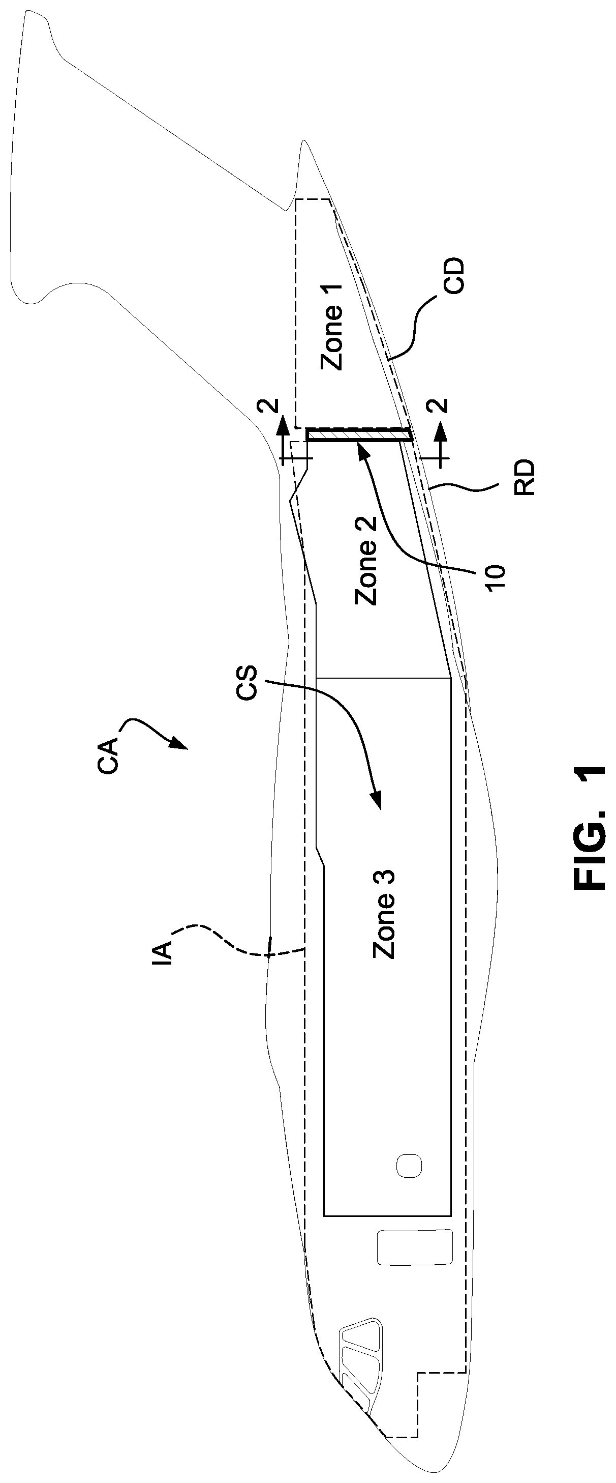 Patent US12480611 — Thermal barrier curtain systems especially useful for thermally isolating interior cabin zones of cargo transport aircraft — Figure 1