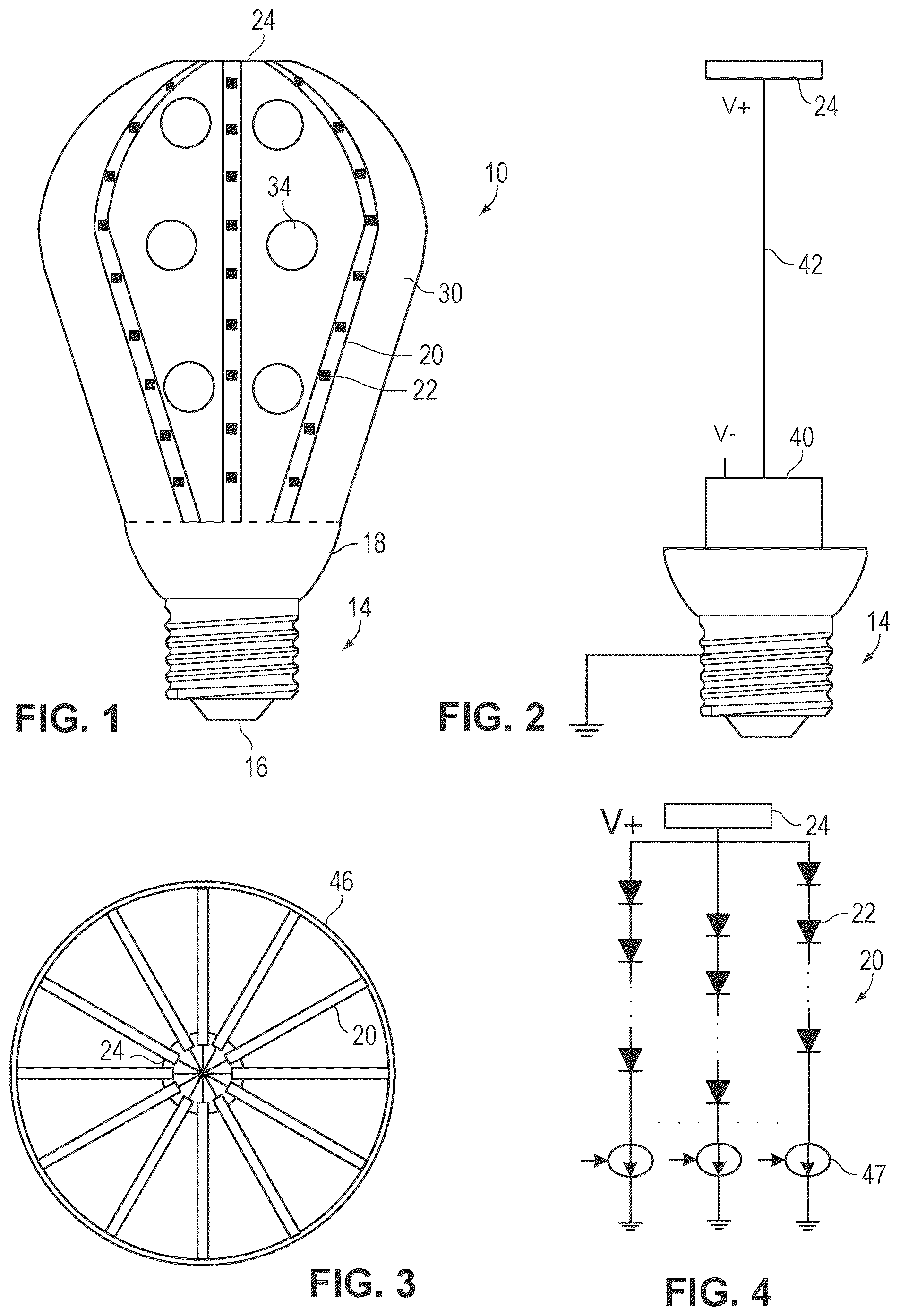 Patent US12480626 Figure 1 – Solid state lamp using light emitting strips