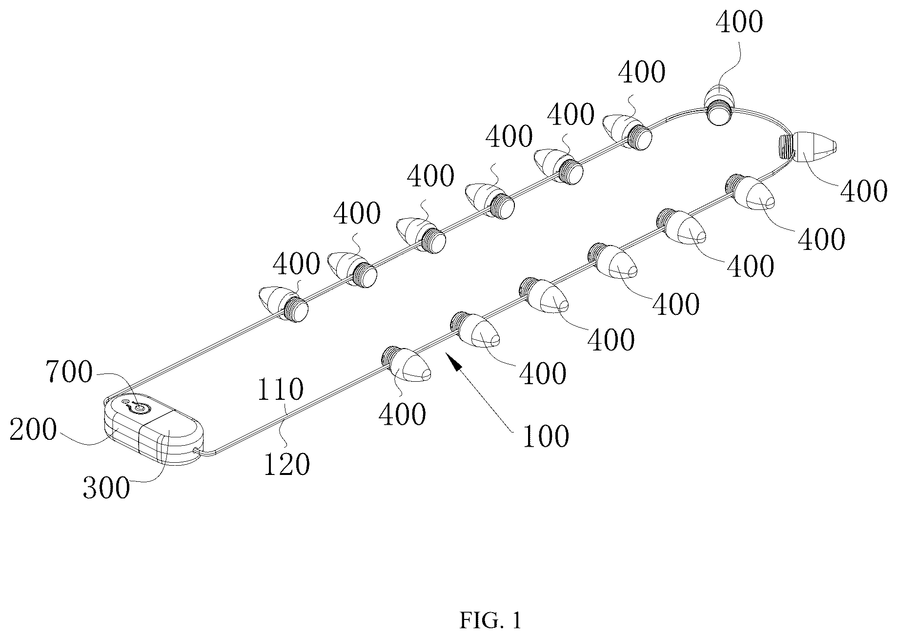 Patent US12480628 — LED light string and light necklace — Figure 1