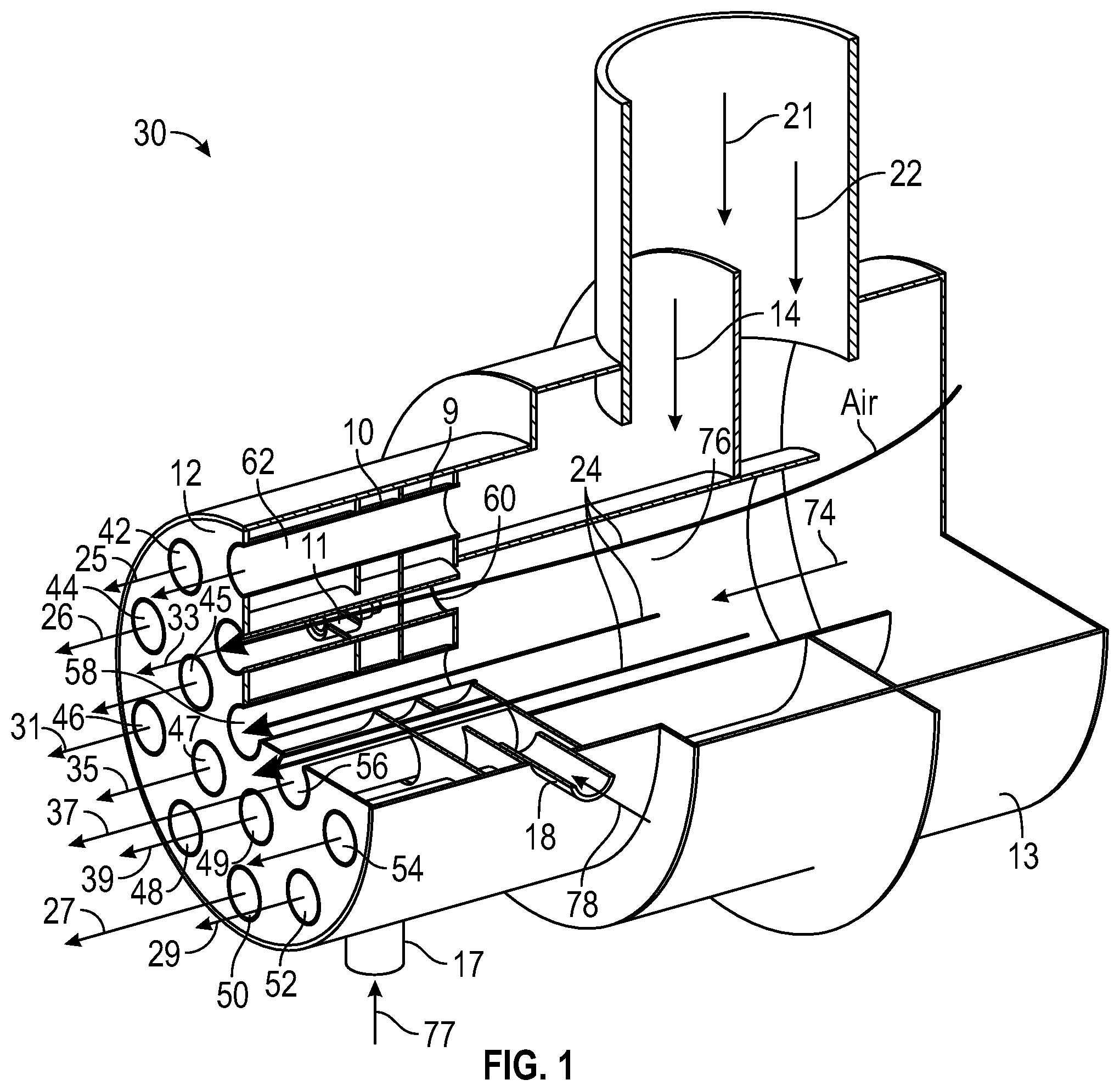 Patent US12480653 — Ultra-low NOx multi-port burner apparatus — Figure 1