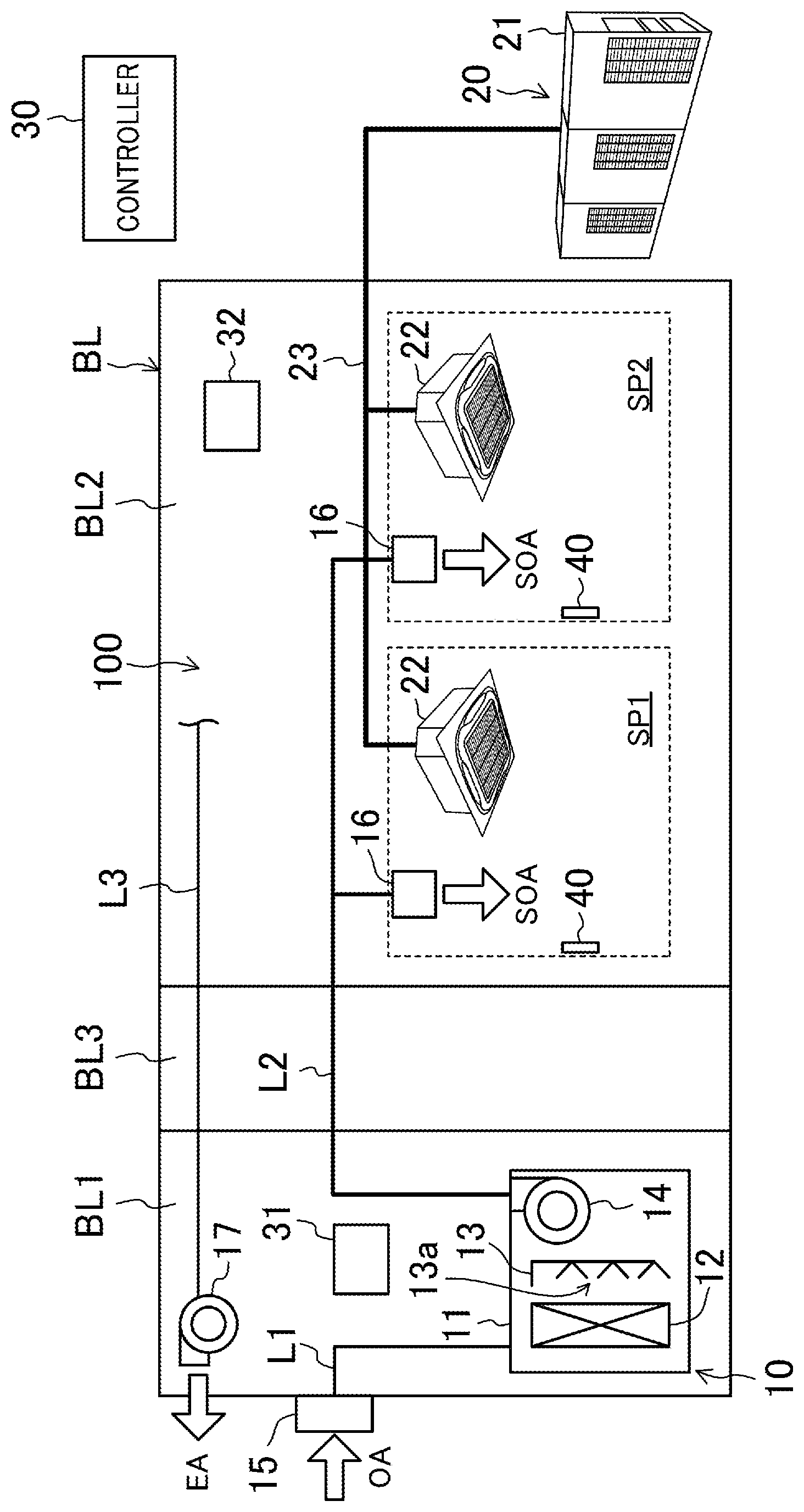 Patent US12480680 — Outside air treatment device and air conditioning system — Figure 1