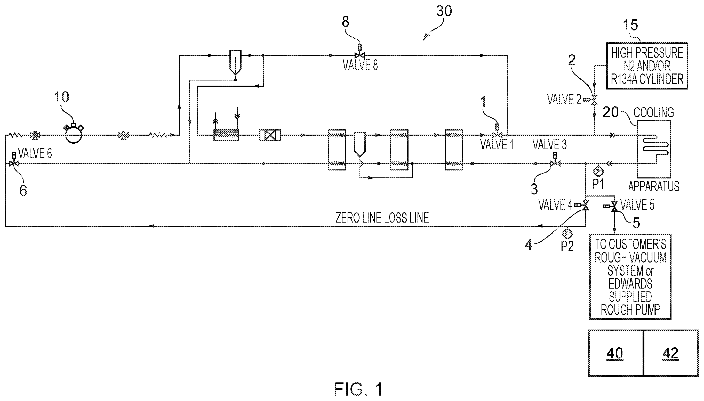 Patent US12480694 — Connecting and disconnecting a cooling loop from a refrigeration system — Figure 1
