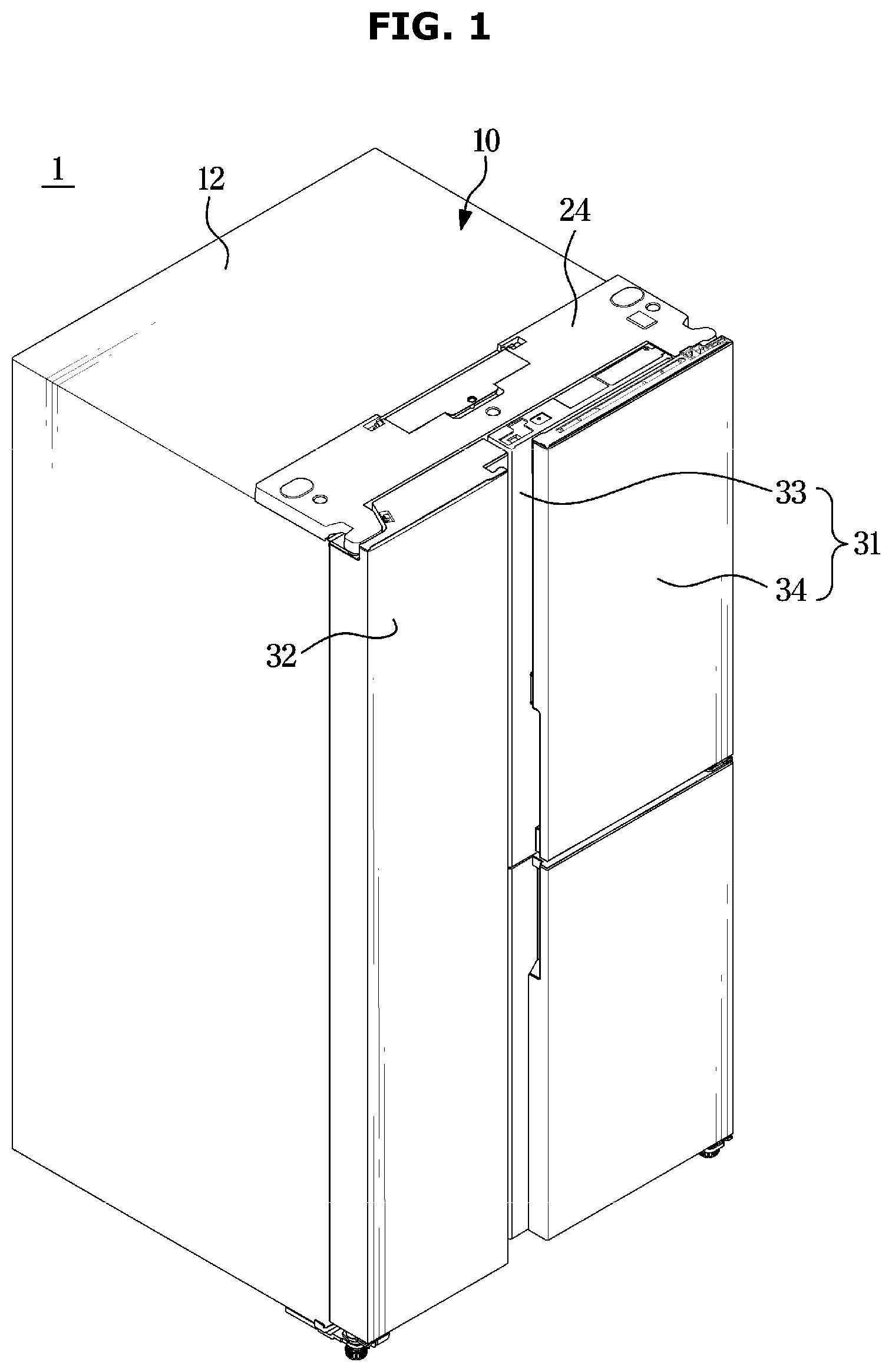 Patent US12480704 — Refrigerator — Figure 1