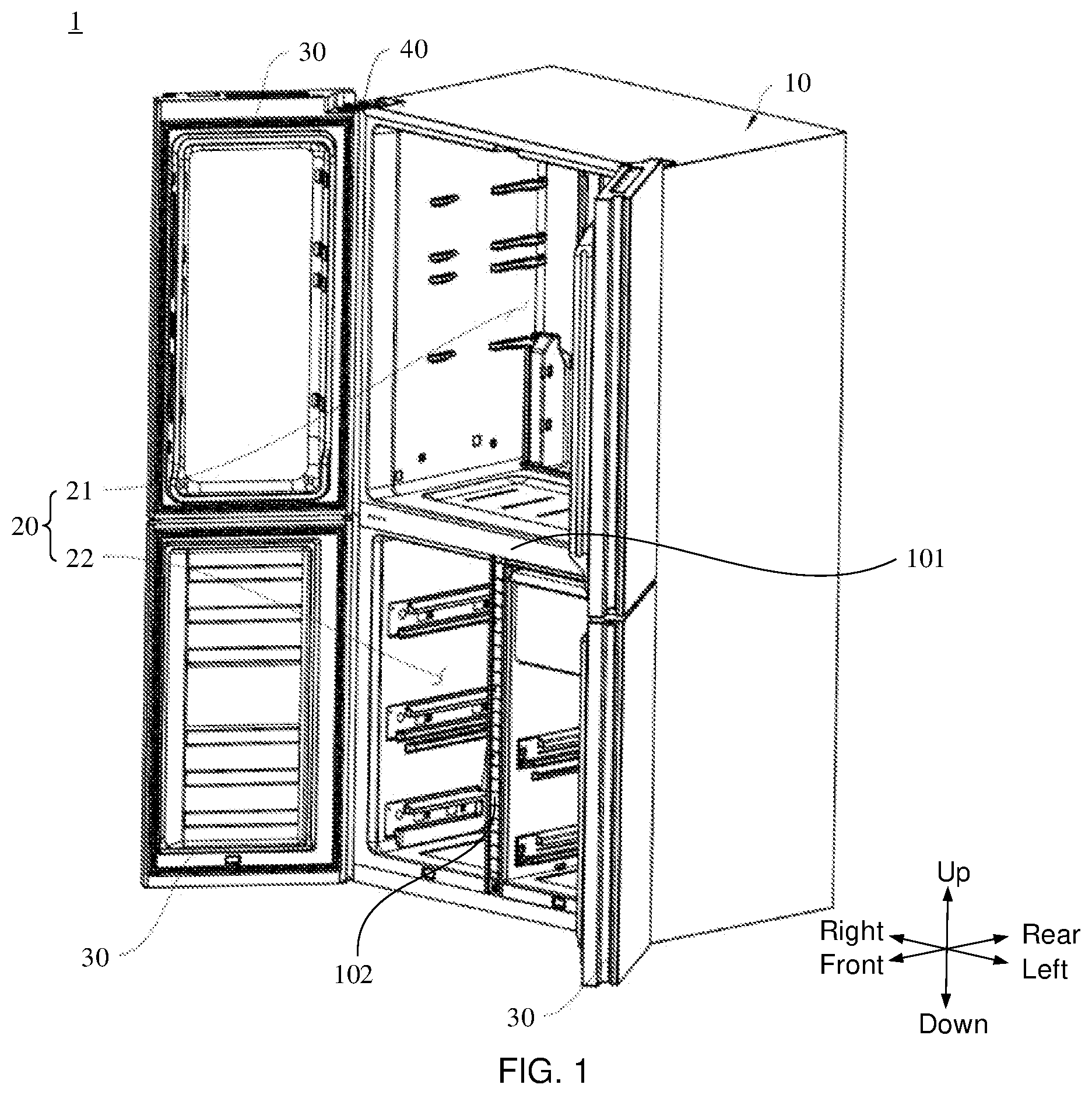 Patent US12480706 — Refrigerator — Figure 1