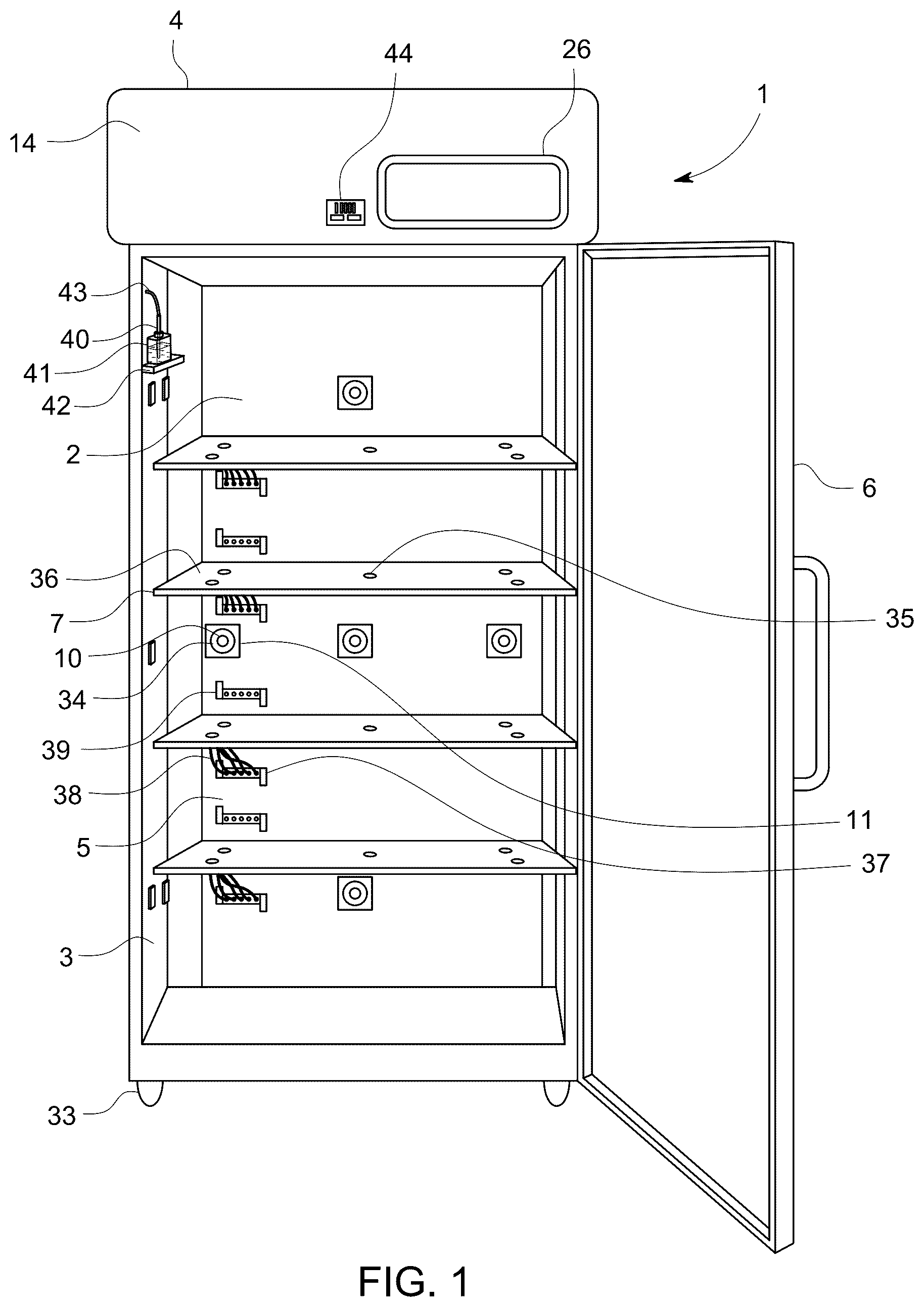 Patent US12480708 — System for temperature mapping in temperature-controlling storage units — Figure 1
