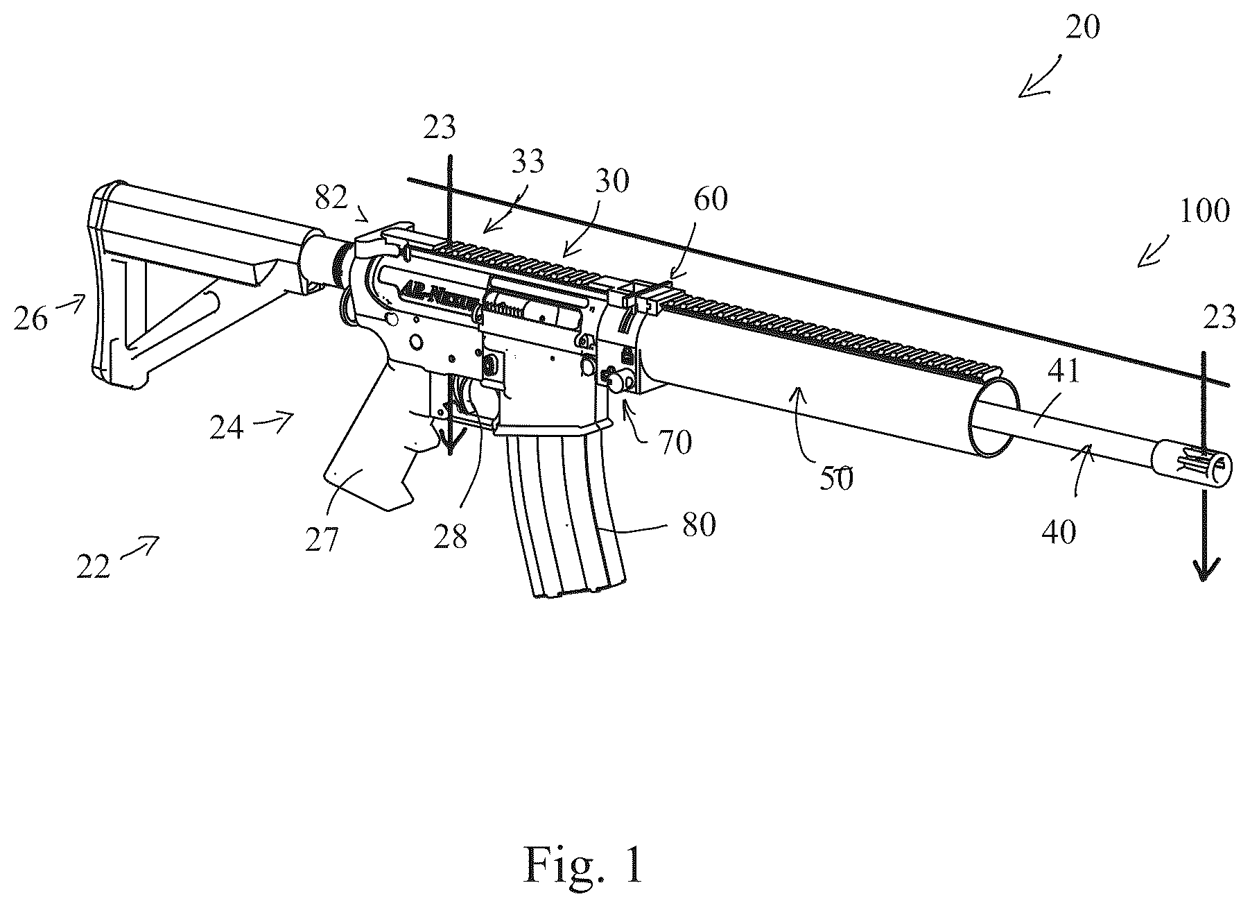 Patent US12480729 Figure 1 – Firearms, systems, and methods for quick connection of a barrel to a firearm